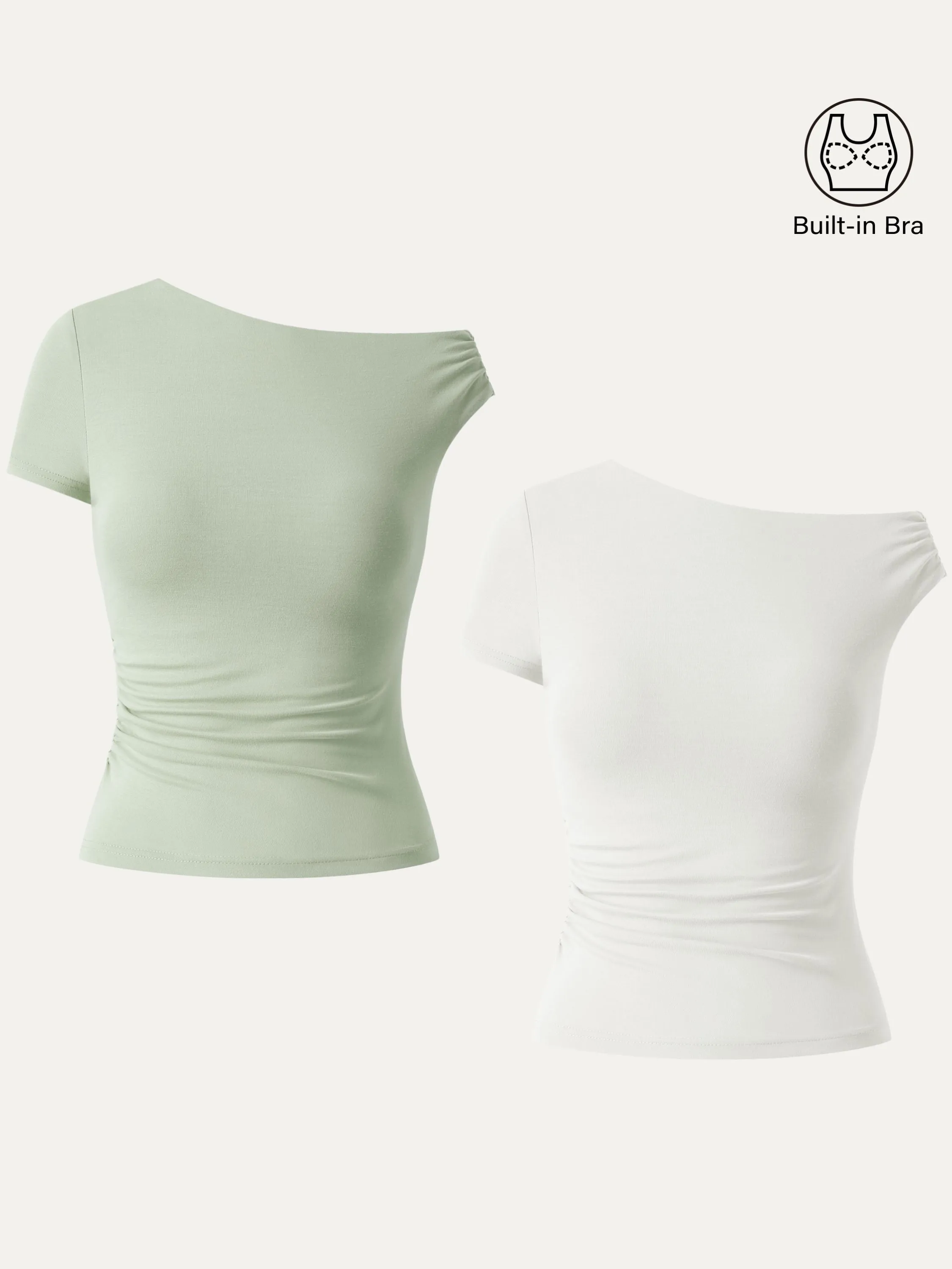 2Pcs Set Asymmetrical Cold Shoulder New Airy Brami Top sold by ogl move product image thumbnail 5