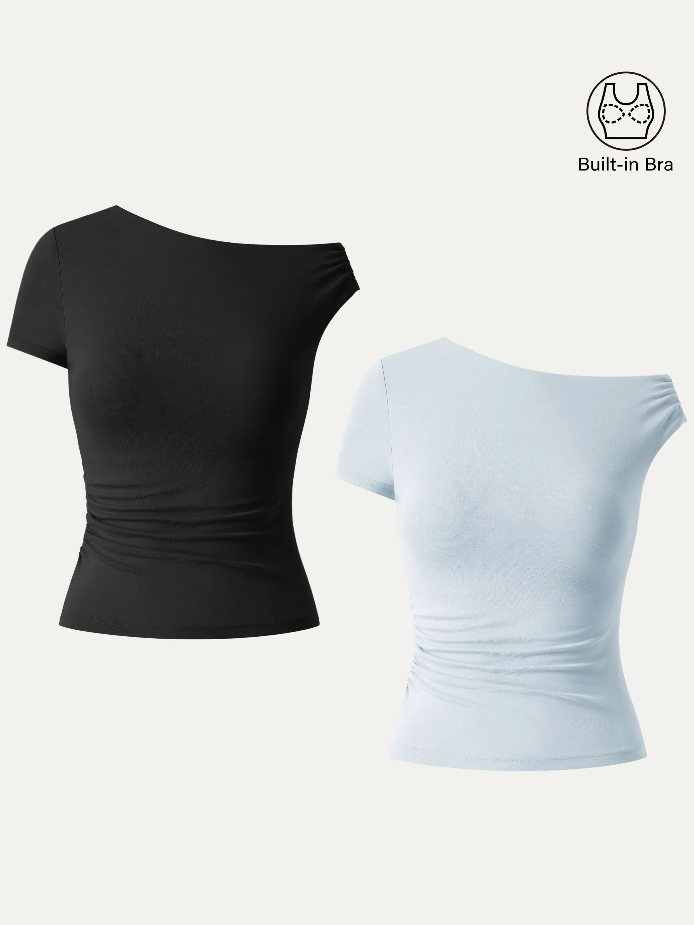 2Pcs Set Asymmetrical Cold Shoulder New Airy Brami Top sold by ogl move product image thumbnail 3