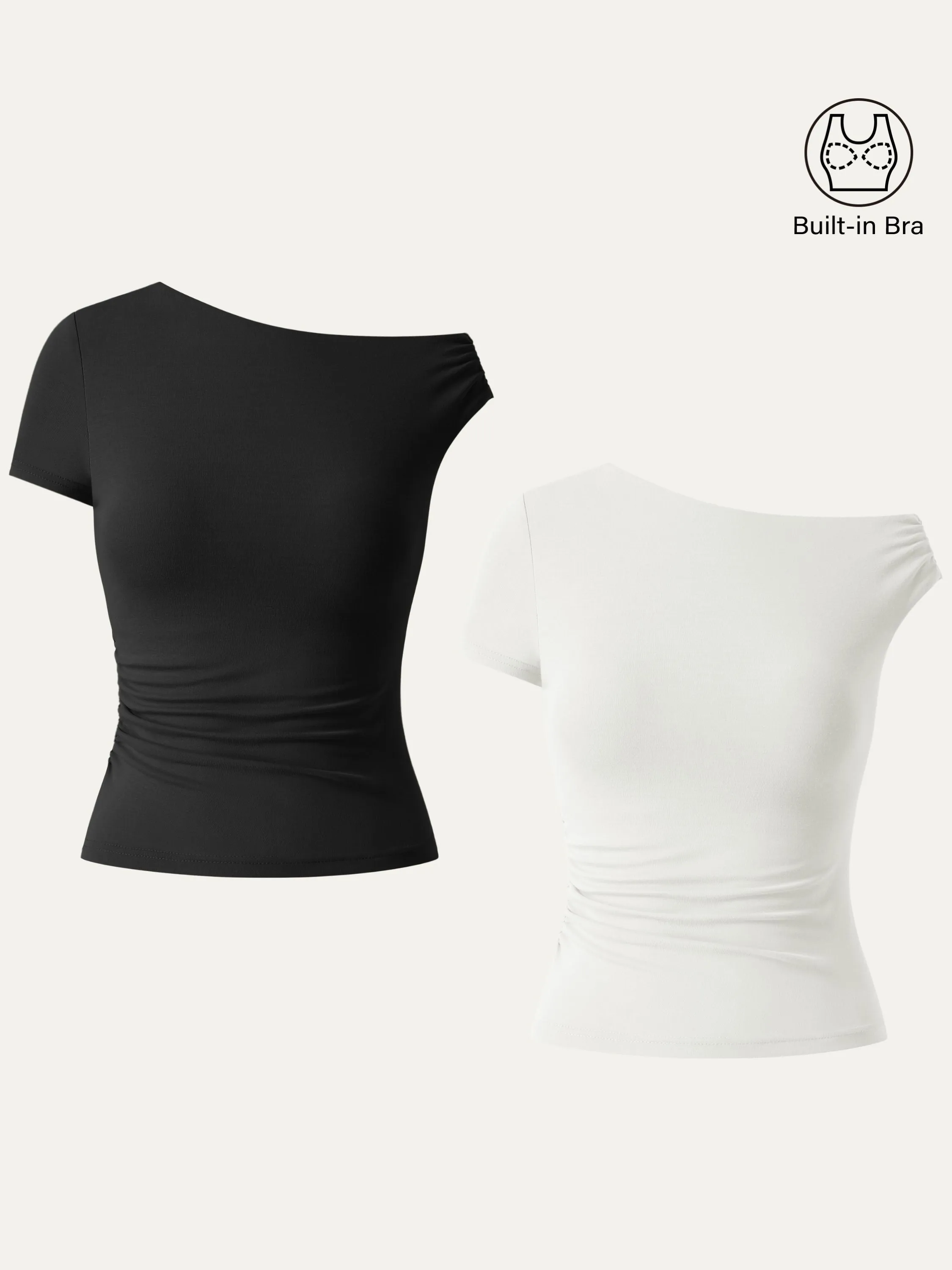 2Pcs Set Asymmetrical Cold Shoulder New Airy Brami Top sold by ogl move product image thumbnail 2