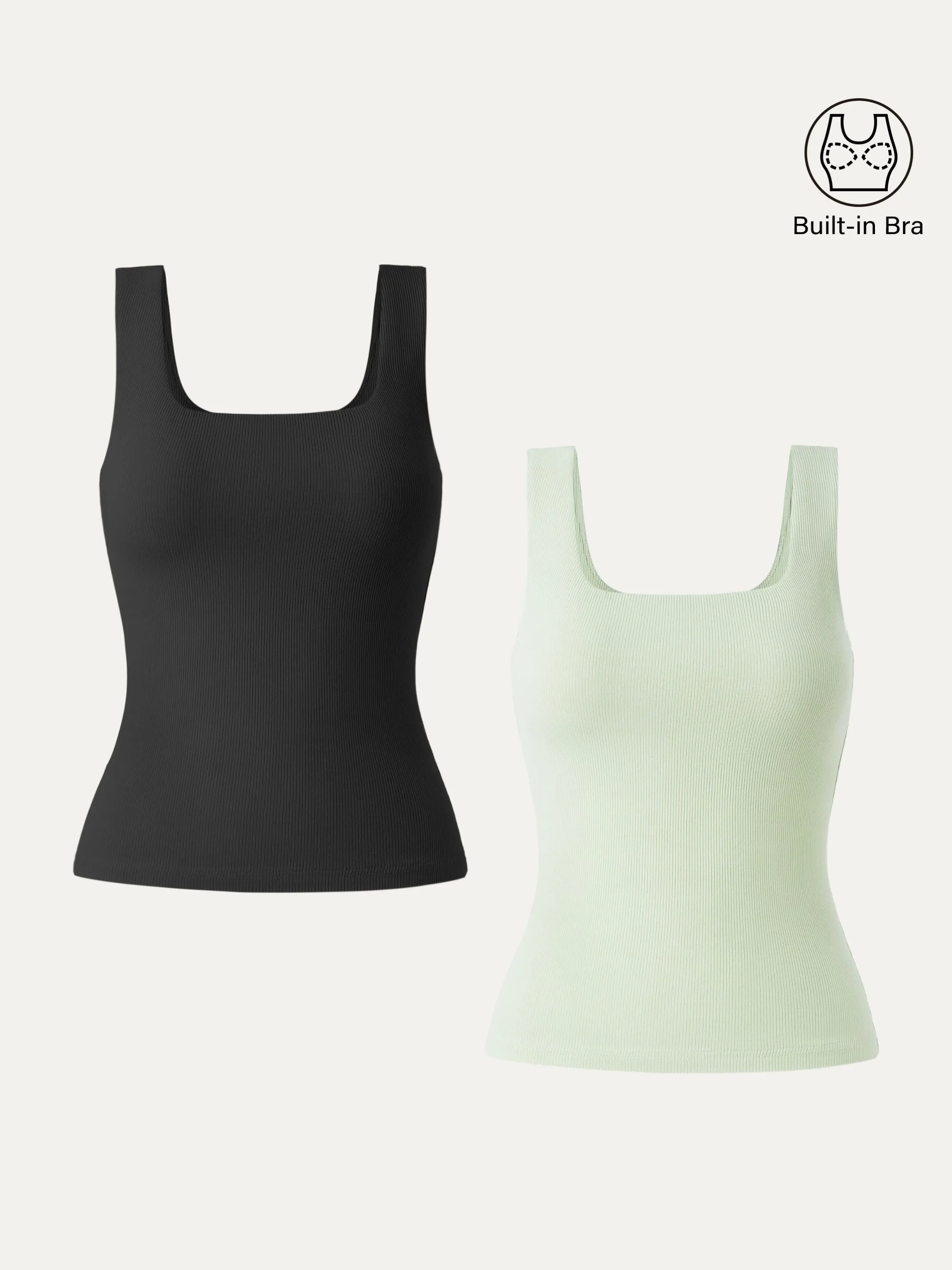 2Pcs Set Square Neck Ribbed Low Back New Airy Brami Tank sold by ogl move product image thumbnail 4