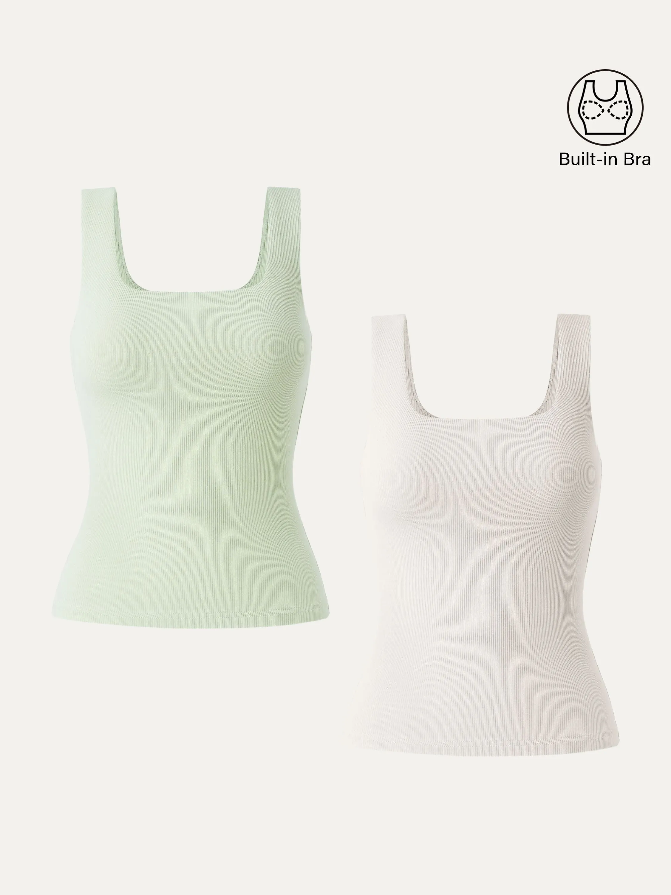 2Pcs Set Square Neck Ribbed Low Back New Airy Brami Tank sold by ogl move