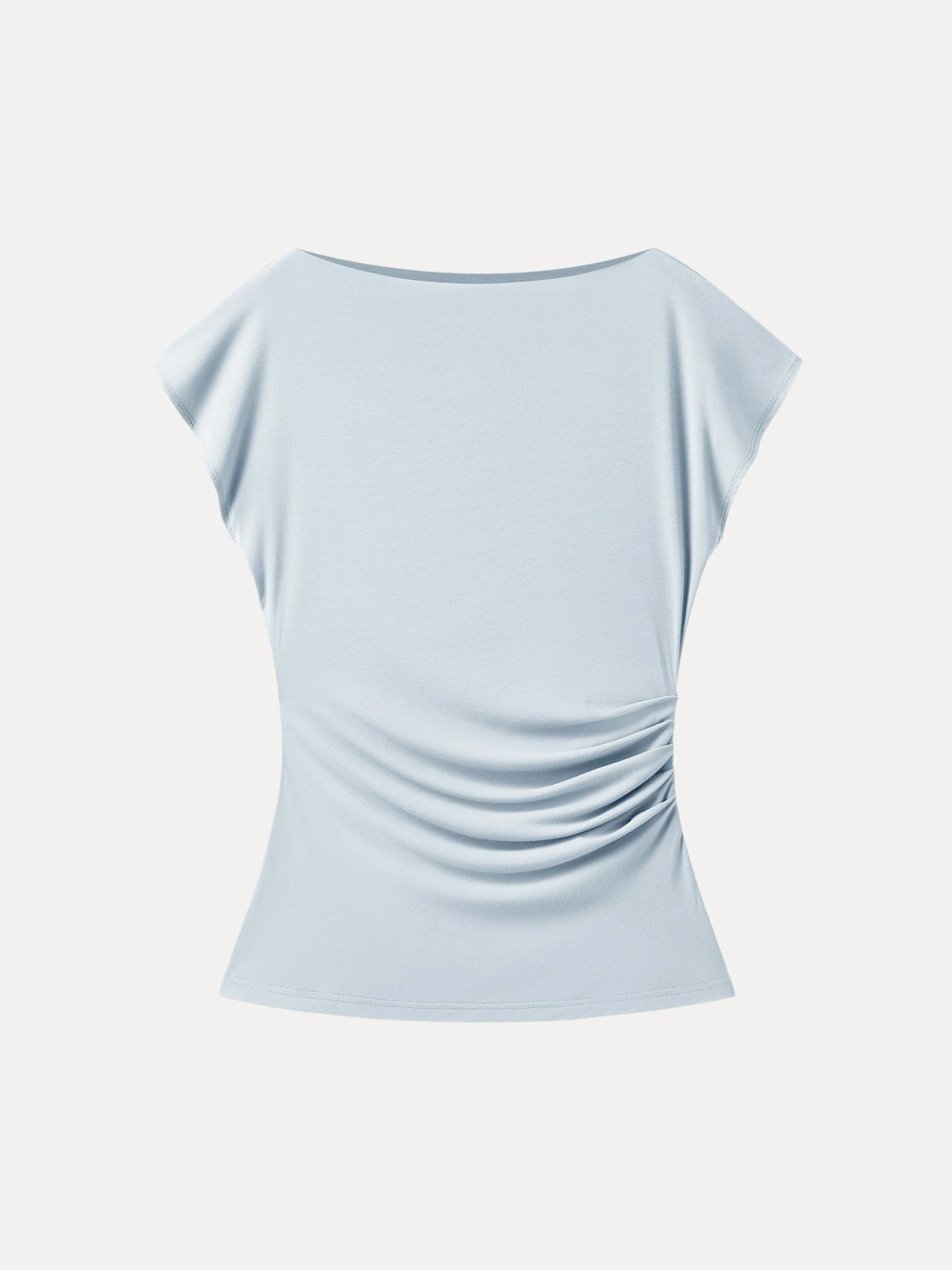 Boatneck Flutter Sleeve Side Tucked Long Tee sold by ogl move product image thumbnail 2