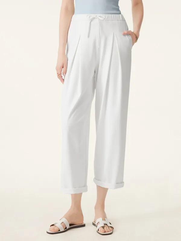 Mid Rise Pull-on Tapered Cropped Trouser with Pockets sold by ogl move