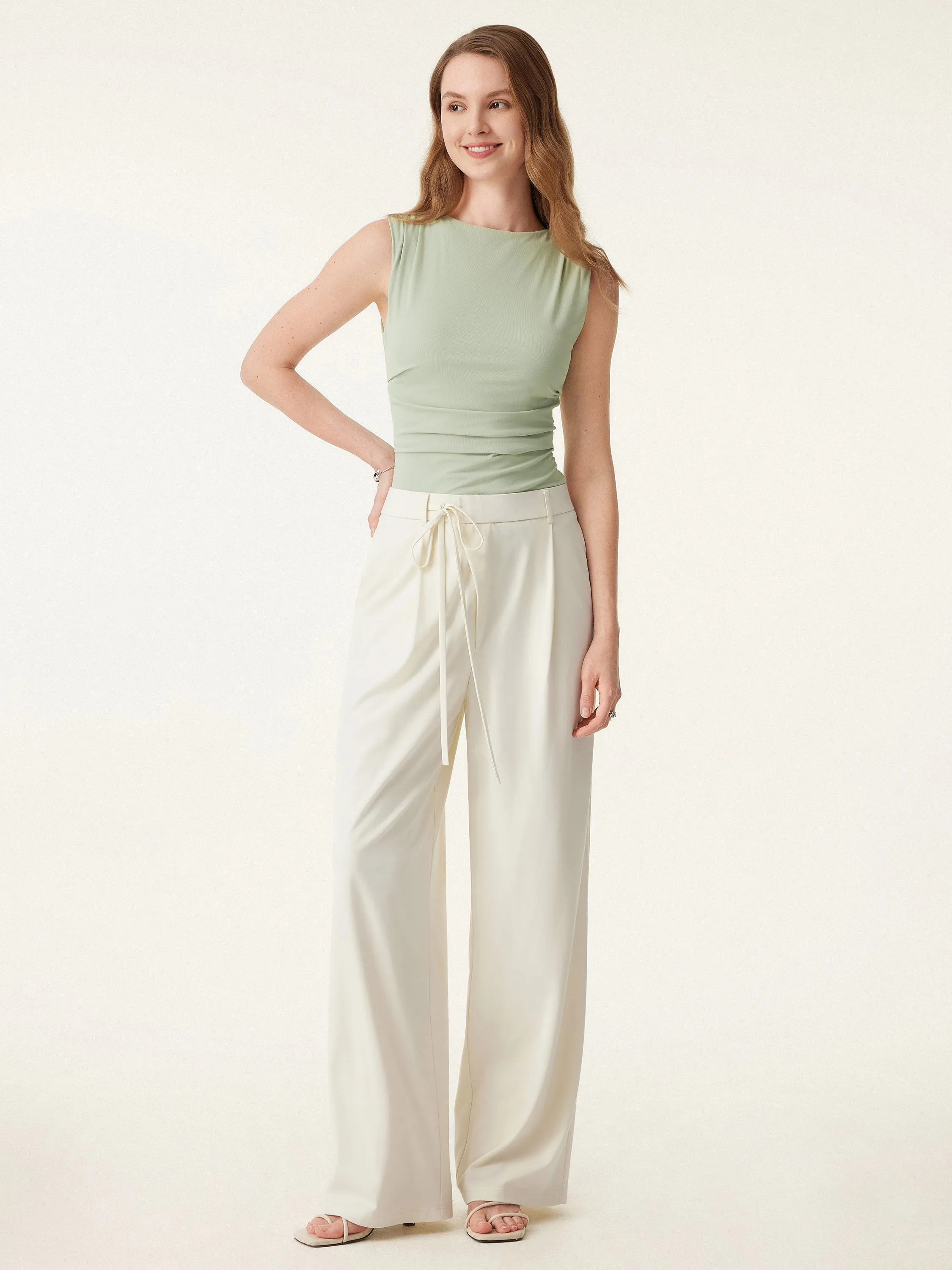 Chic Mid Rise Wide Leg Trouser with Pockets sold by ogl move