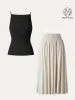 2Pcs Boatneck Ruched Brami Tank & European Linen Smocked Waist Skirt with Pockets sold by ogl move