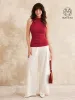 2Pcs Set High Tie Neck Brami Tank & Non-sheer Mid Rise Trouser with Pockets sold by ogl move