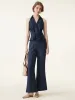 2Pcs Set Collared V-neck Sleeveless Top & Mid Rise Flared Pant with Pockets sold by ogl move