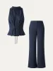 2Pcs Set Collared V-neck Sleeveless Top & Mid Rise Flared Pant with Pockets sold by ogl move