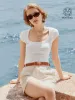 Stretch Cotton Square Neck Cap Sleeve Brami sold by ogl move