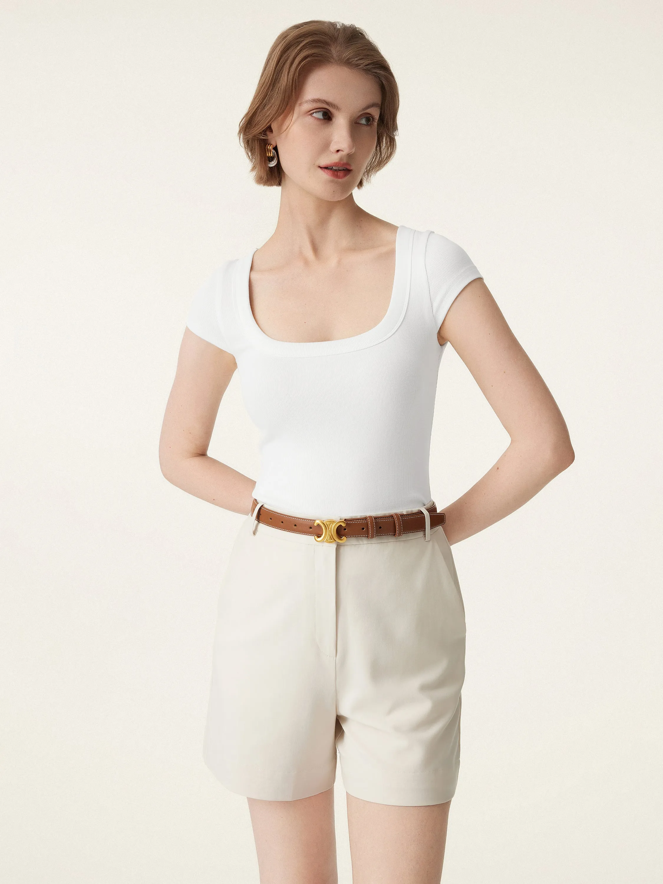 Stretch Cotton Square Neck Cap Sleeve Brami sold by ogl move product image thumbnail 4