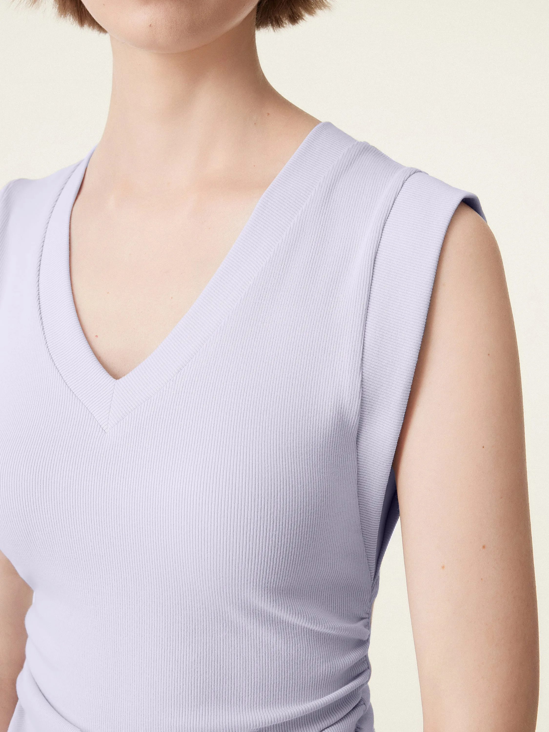 Stretch Cotton V-neck Side Ruched Muscle Brami Top sold by OGLmove product image thumbnail 5