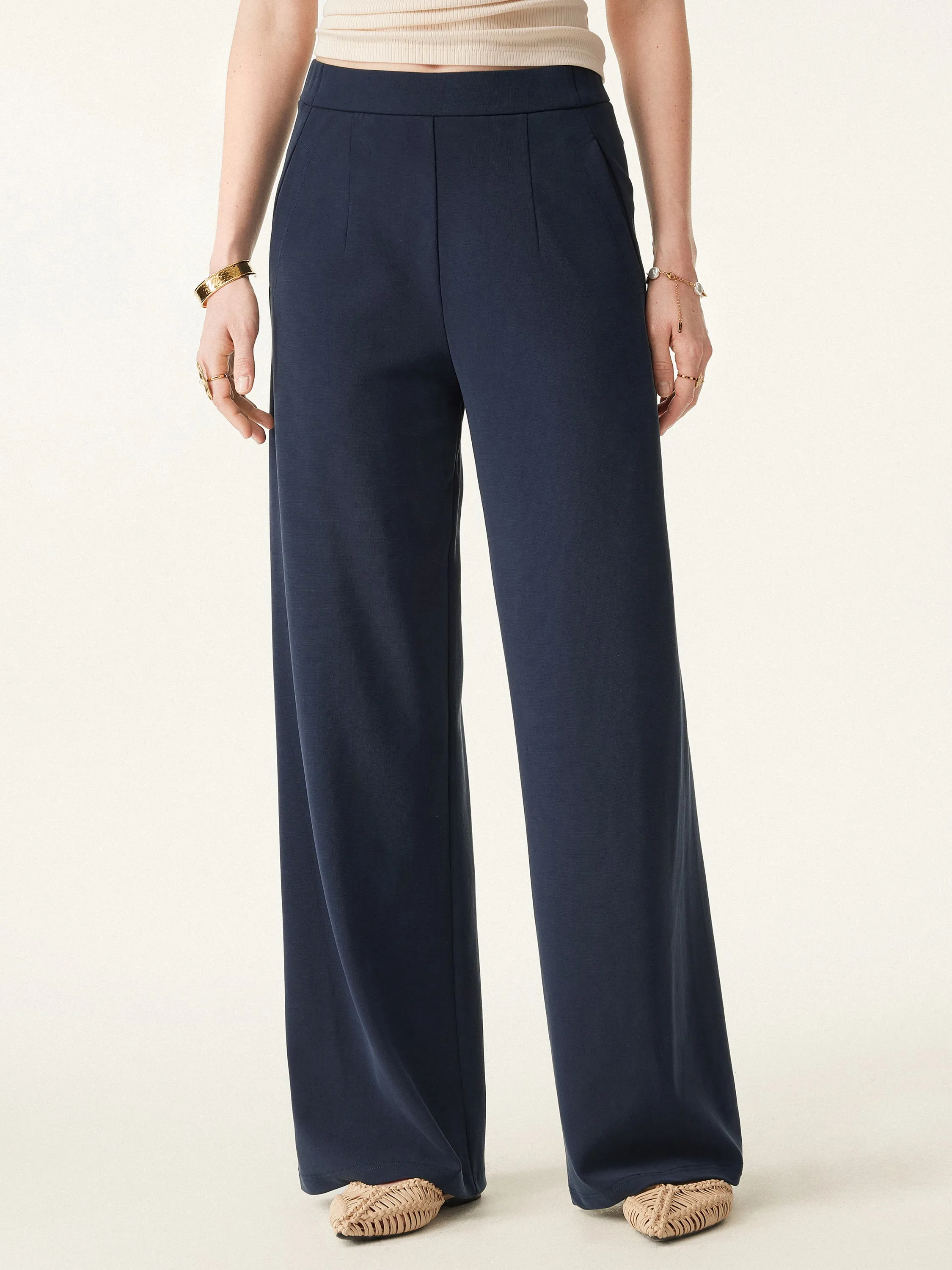 Mid Rise Pull-on Wide Leg Easy Pant with Pockets sold by ogl move