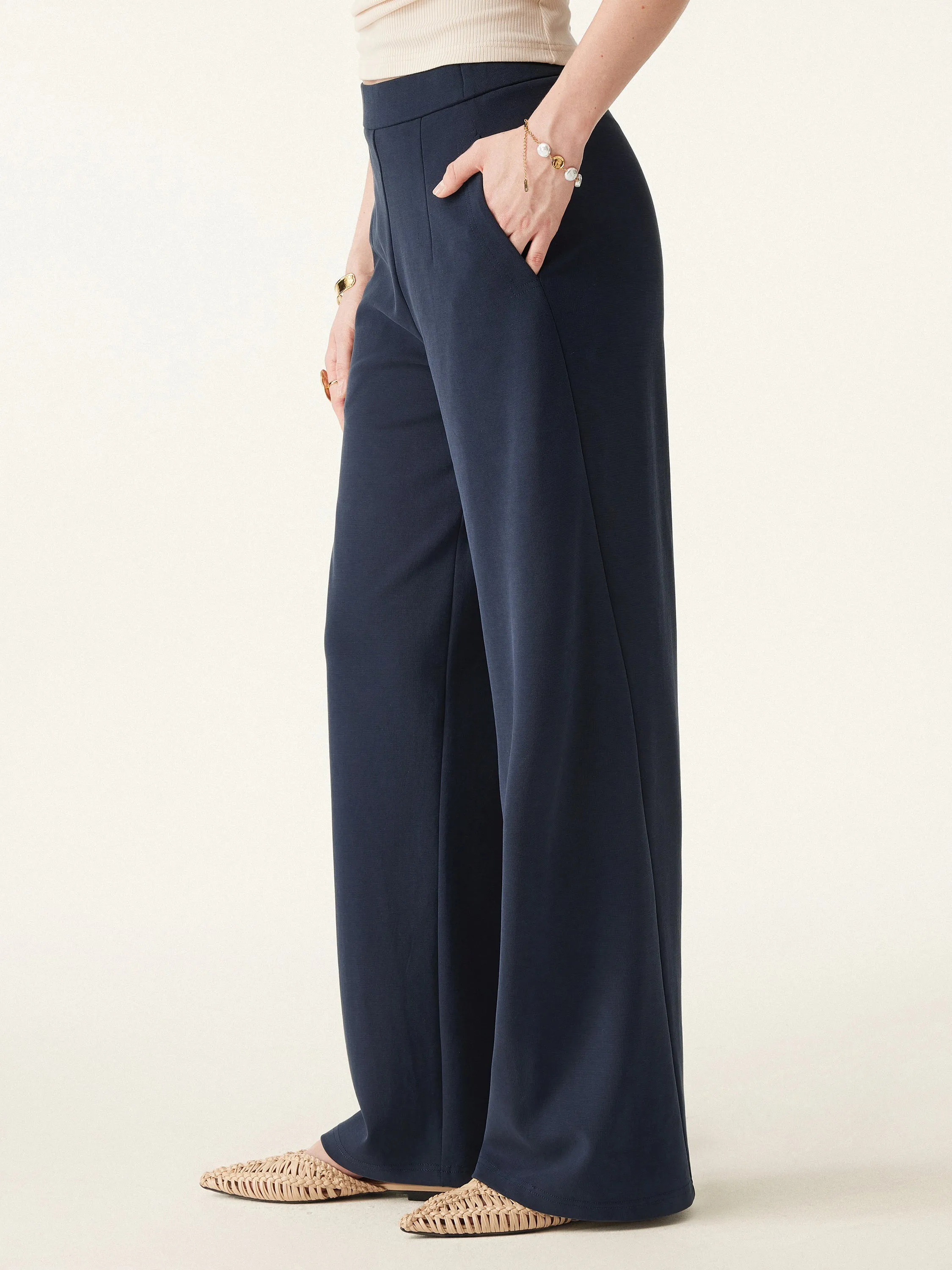 Mid Rise Pull-on Wide Leg Easy Pant with Pockets sold by ogl move product image thumbnail 5