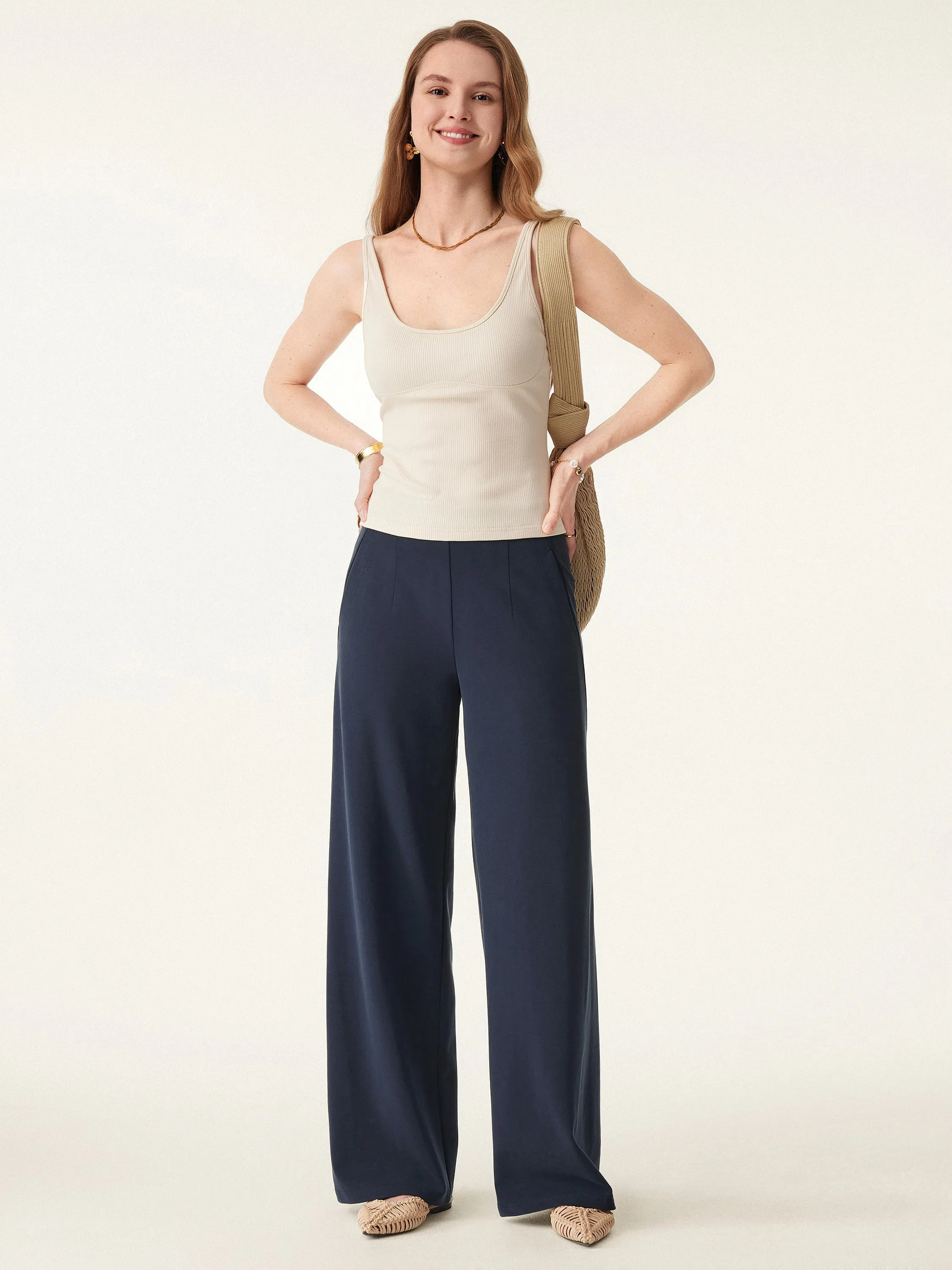 Mid Rise Pull-on Wide Leg Easy Pant with Pockets sold by ogl move product image thumbnail 4