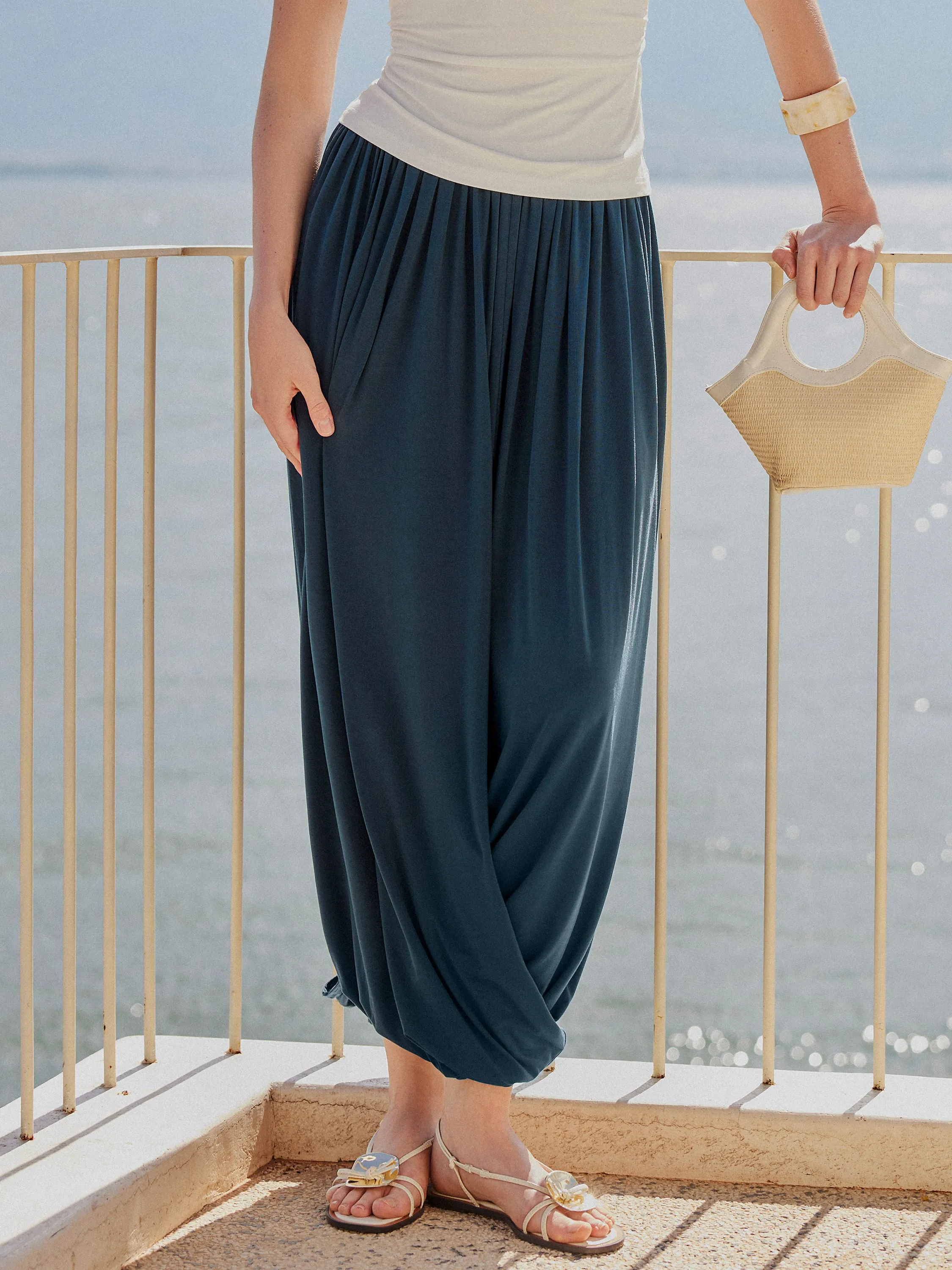 Artsy Twisted Hem Maxi Pull-on Skirt sold by ogl move