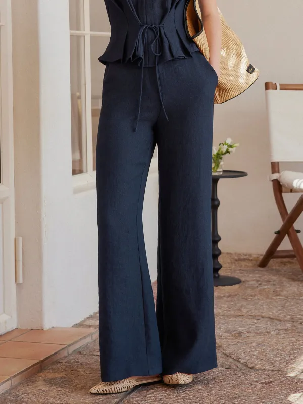 European Linen Mid Rise Flared Pant with Pockets sold by OGLmove