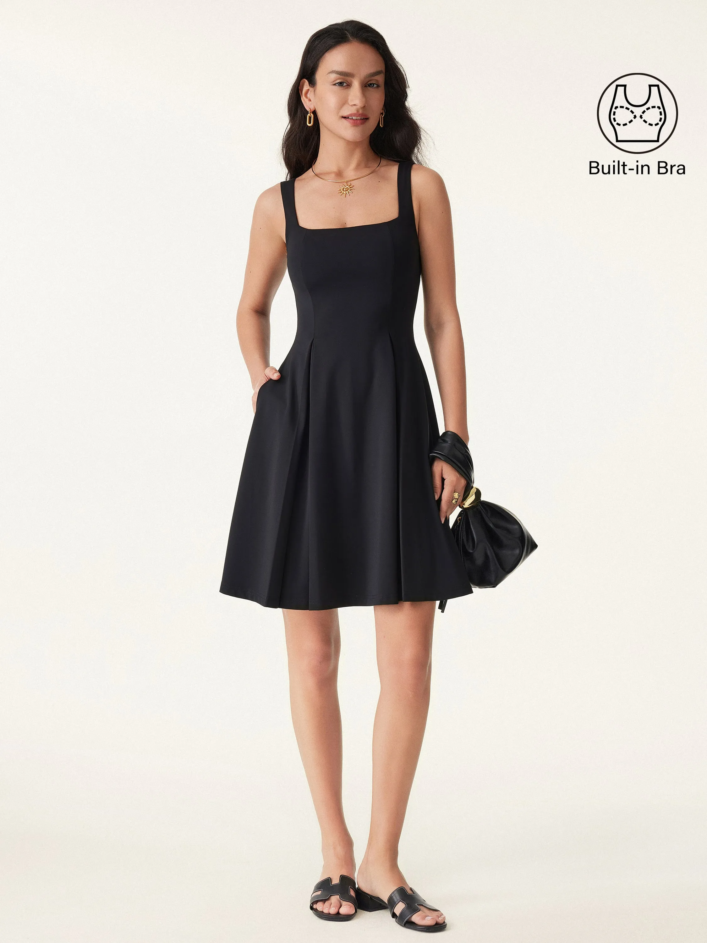 Square Neck Fit-and-flare Mini Brami Dress sold by ogl move