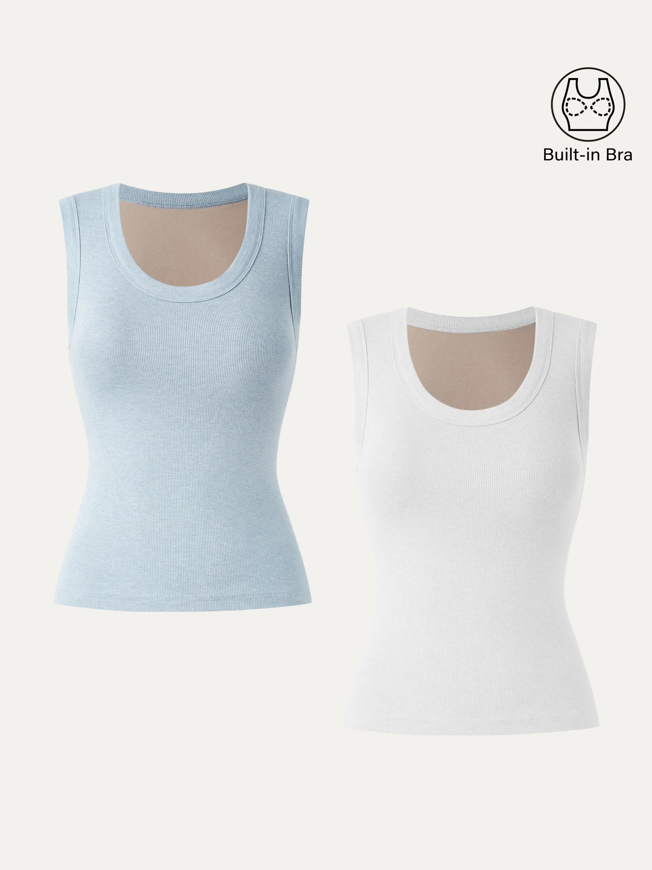 2Pcs Set Stretch Cotton Scoopneck New Airy Brami Tank sold by ogl move product image thumbnail 2
