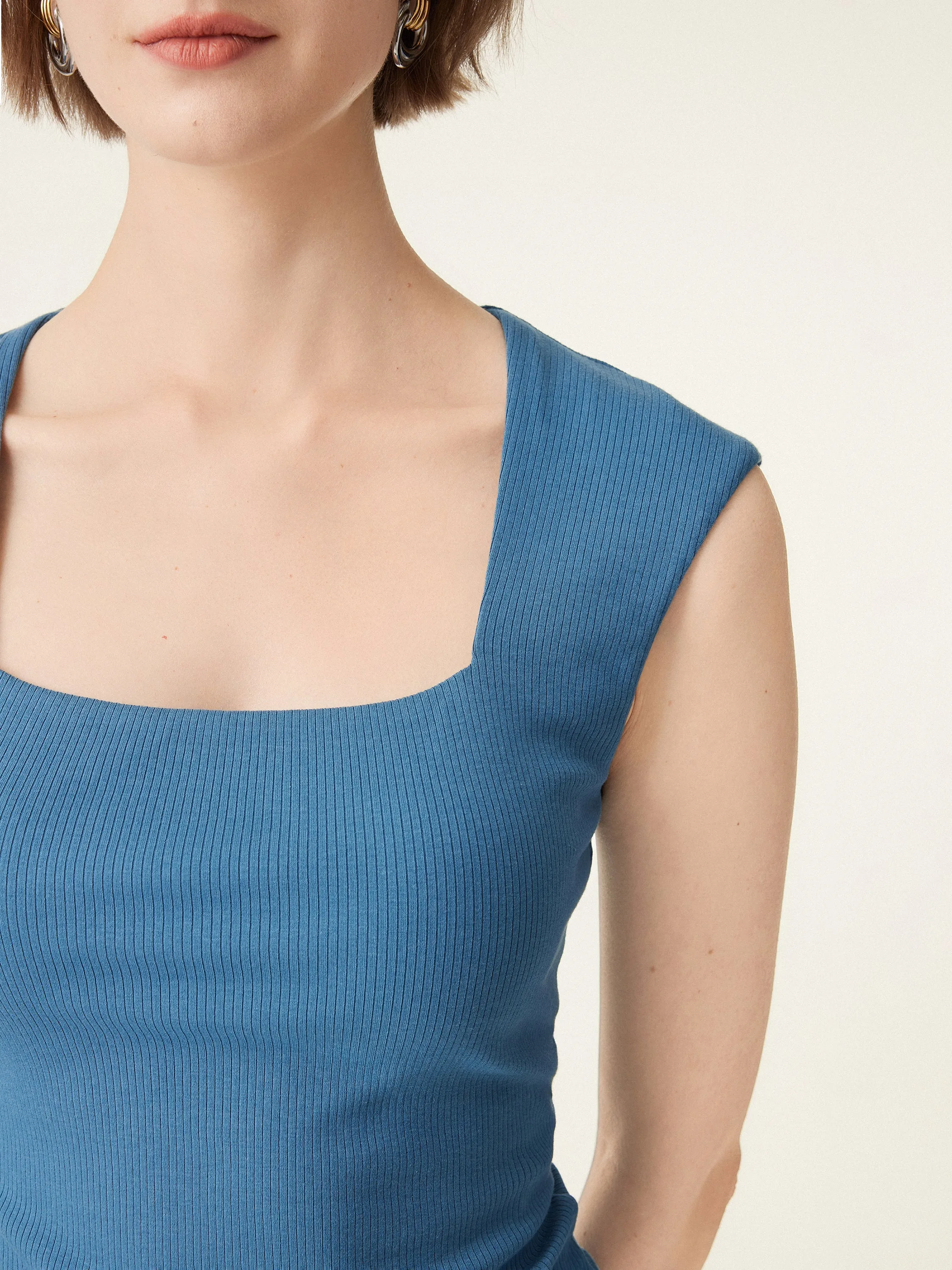 Stretch Cotton Square Neck Ribbed Brami sold by ogl move product image thumbnail 5