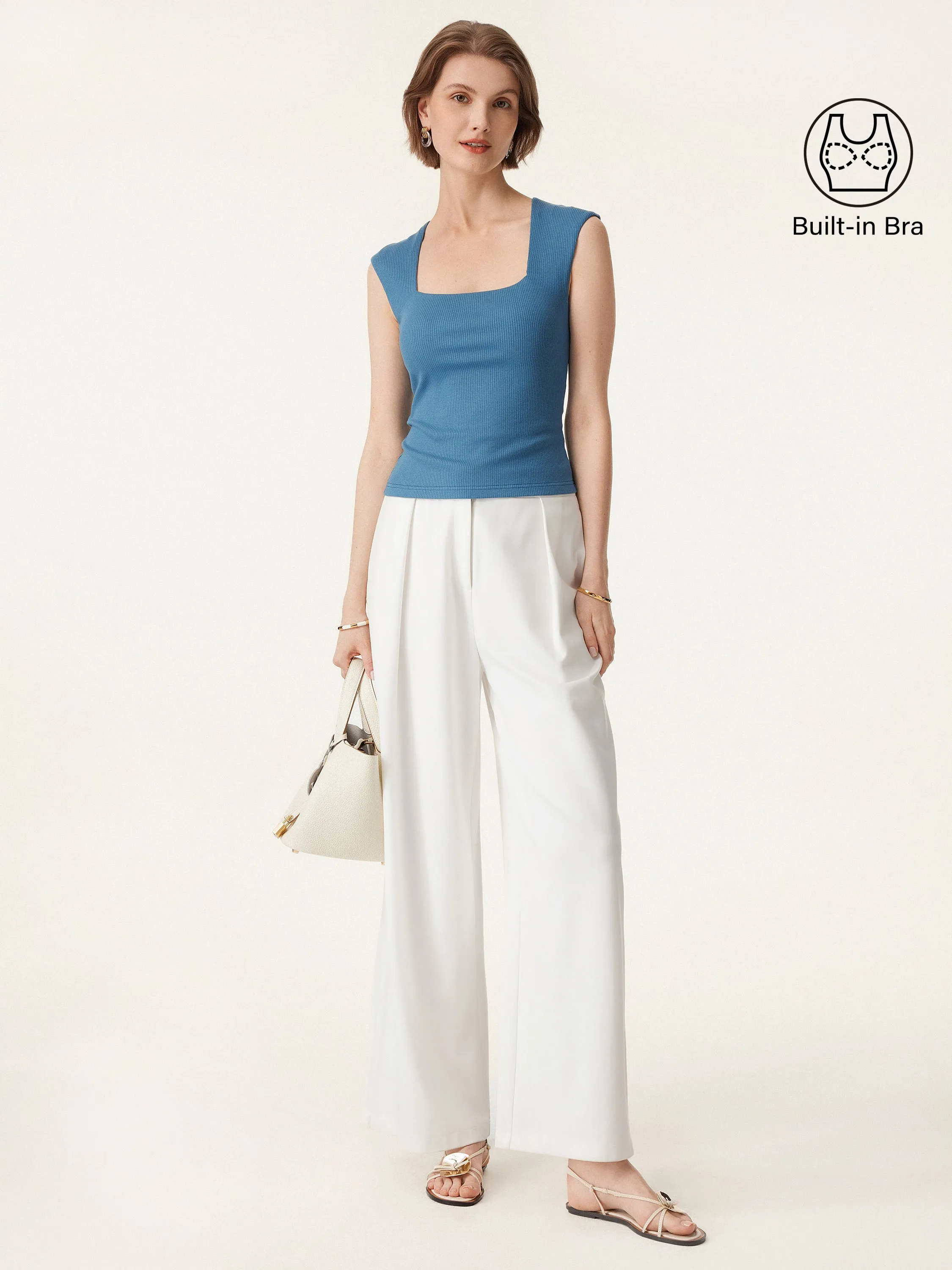 Stretch Cotton Square Neck Ribbed Brami sold by ogl move product image thumbnail 3