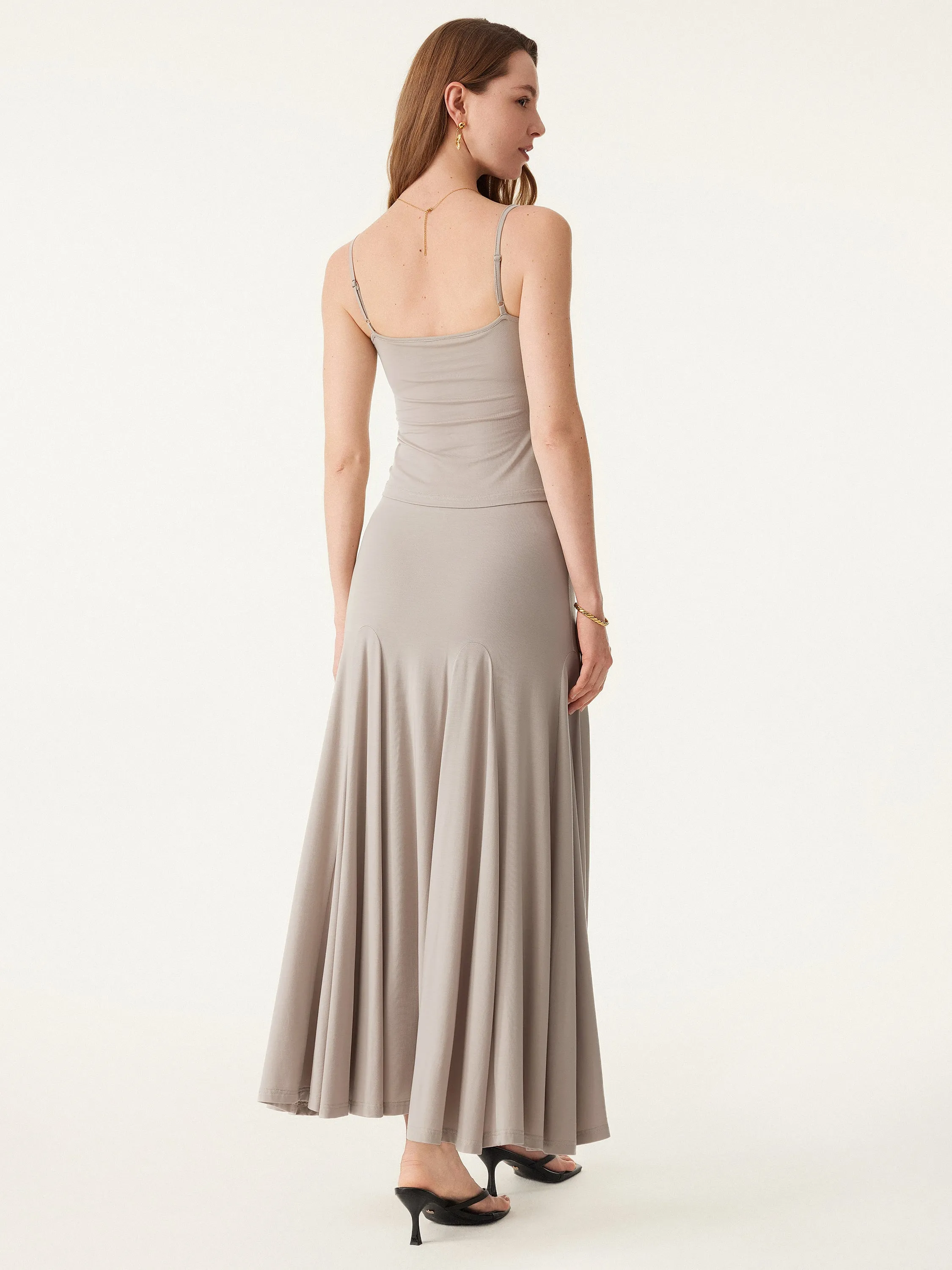 2Pcs Set U-neck Adjustable Straps Brami & Flowy Midi Pull-on Skirt sold by ogl move product image thumbnail 4