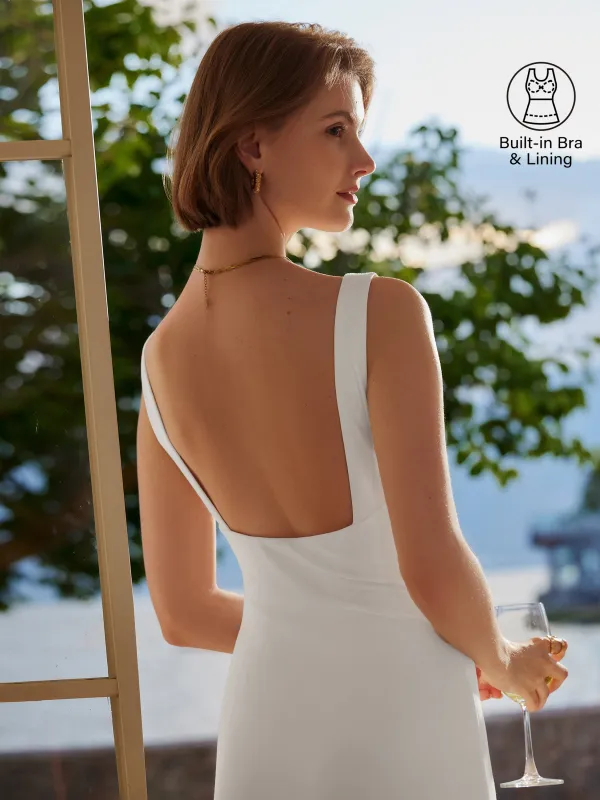 Classy Boatneck Open Back Bandless Midi Brami Dress sold by OGLmove