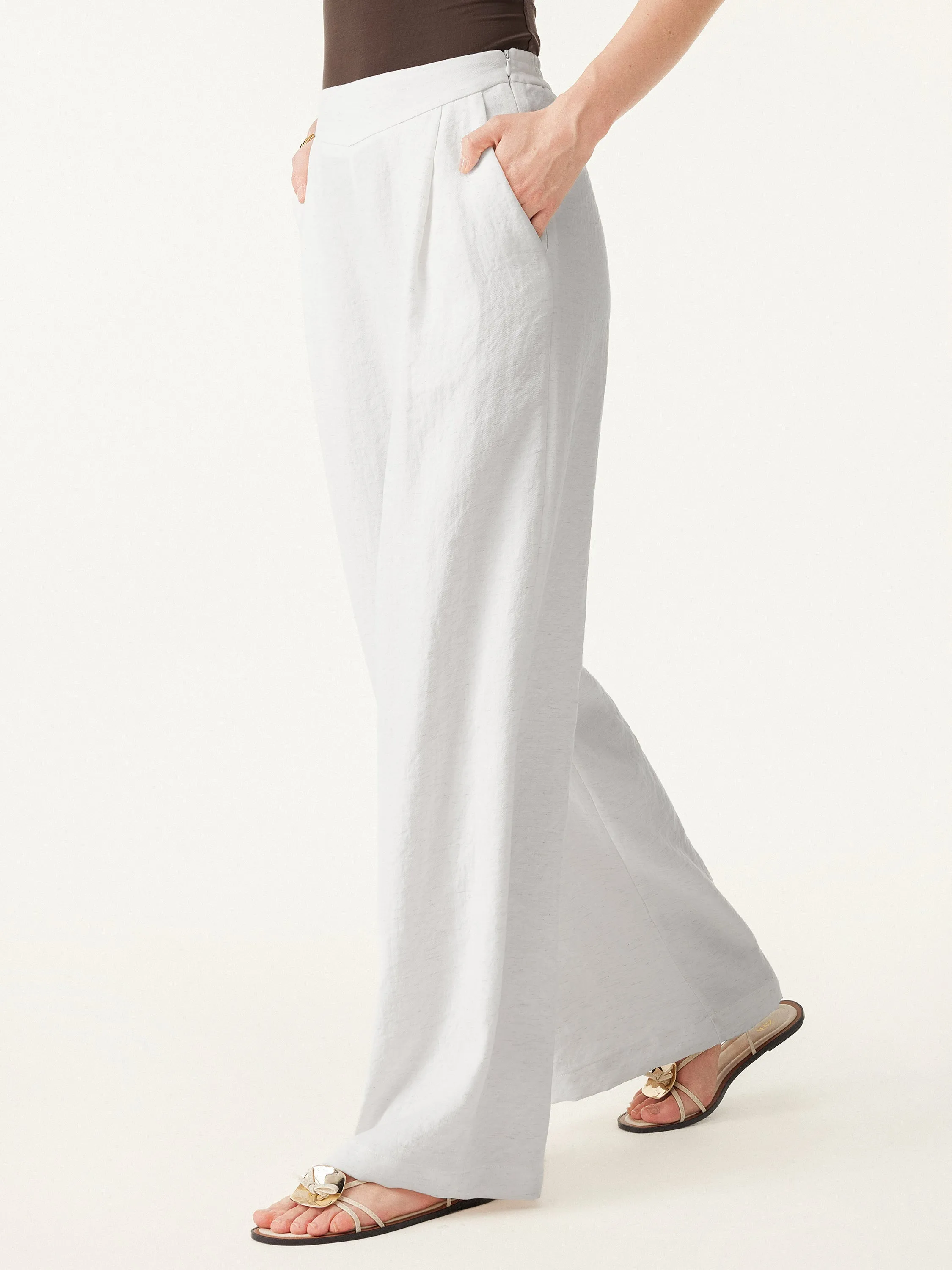 Breezy Linen Mid Rise Wide Leg Pant with Pockets sold by OGLmove product image thumbnail 5