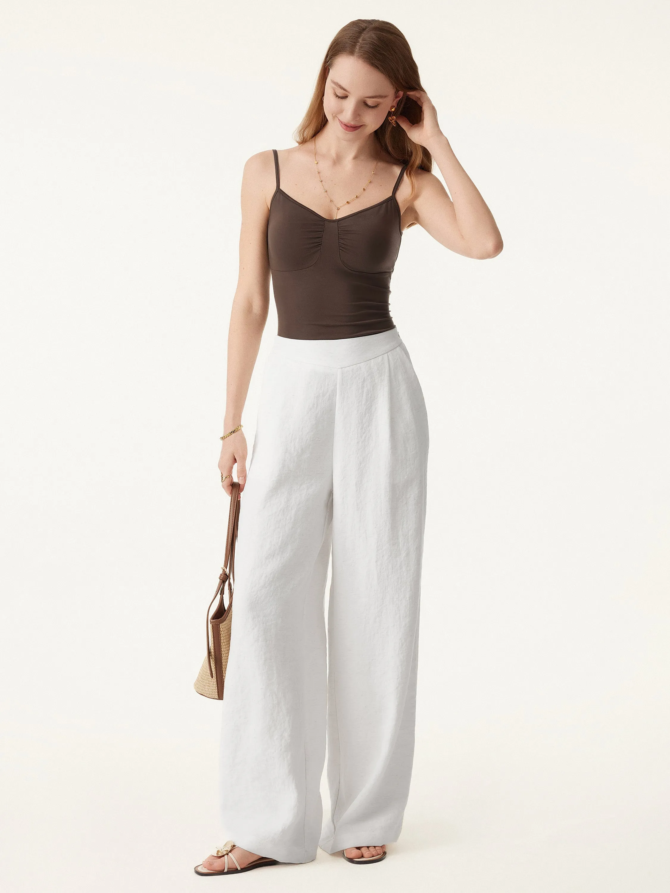 Breezy Linen Mid Rise Wide Leg Pant with Pockets sold by OGLmove product image thumbnail 2