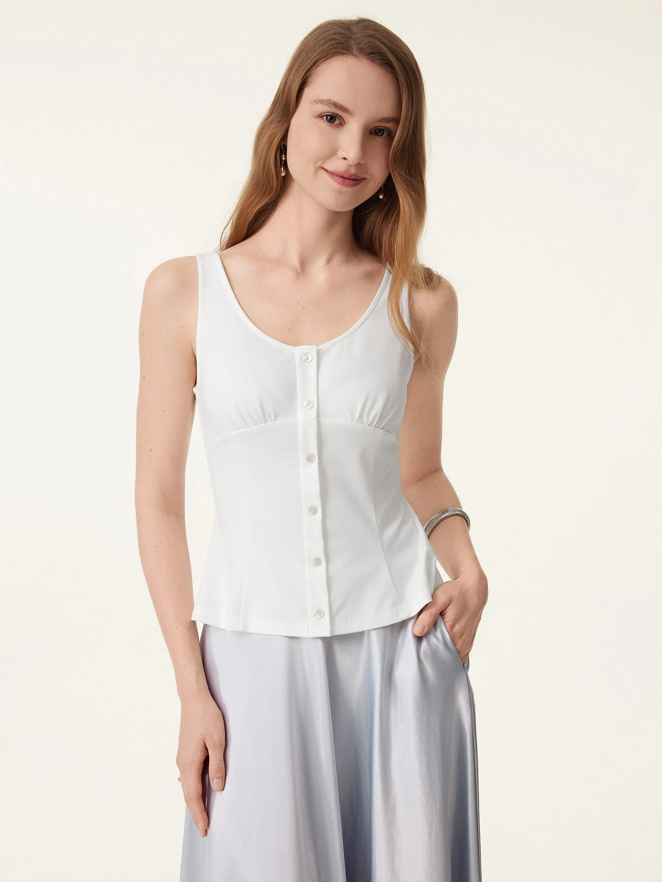 U-neck Faux Button Front Tank sold by ogl move product image thumbnail 3