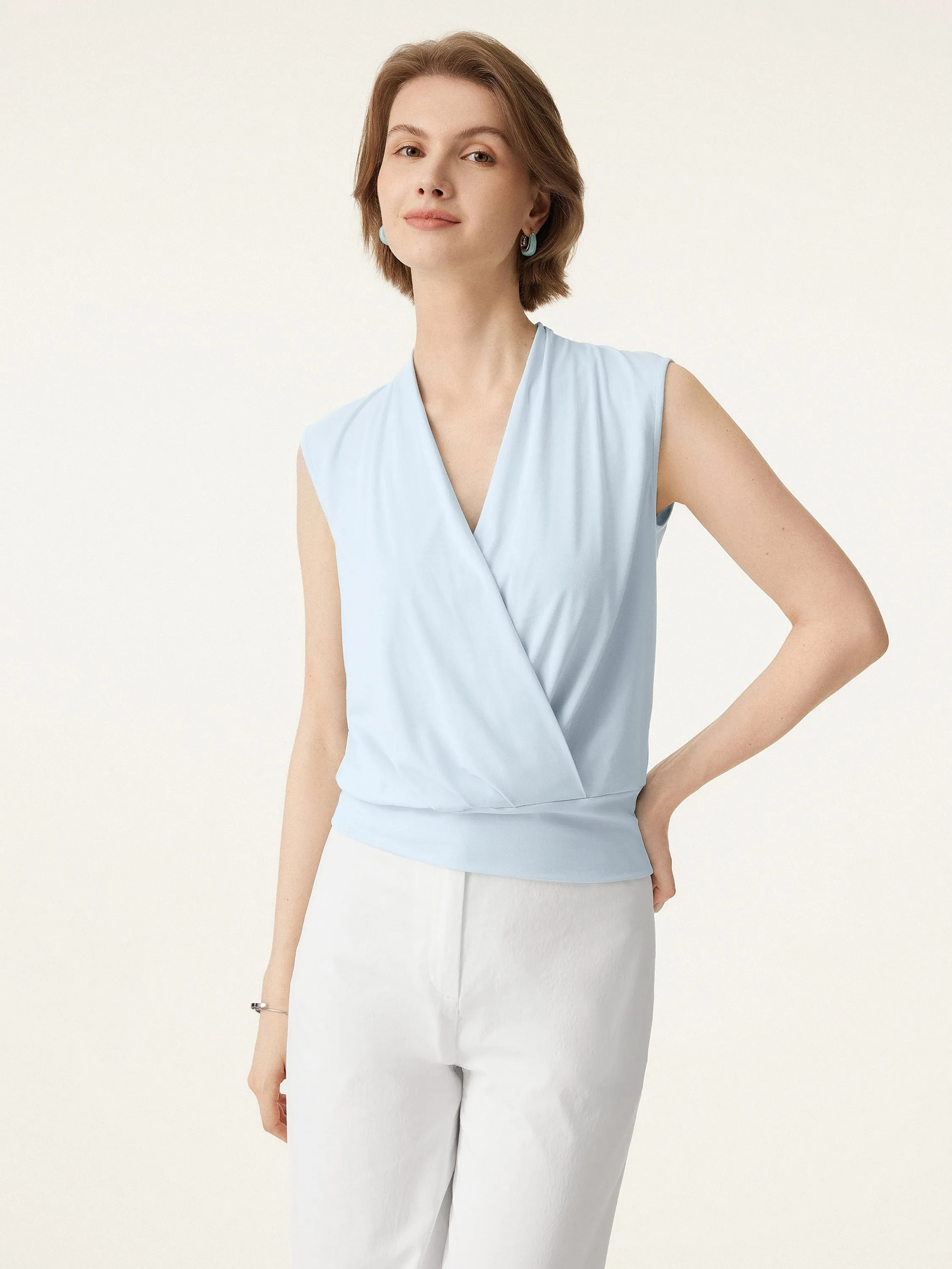 Surplice Sleeveless Airy Long Top sold by ogl move