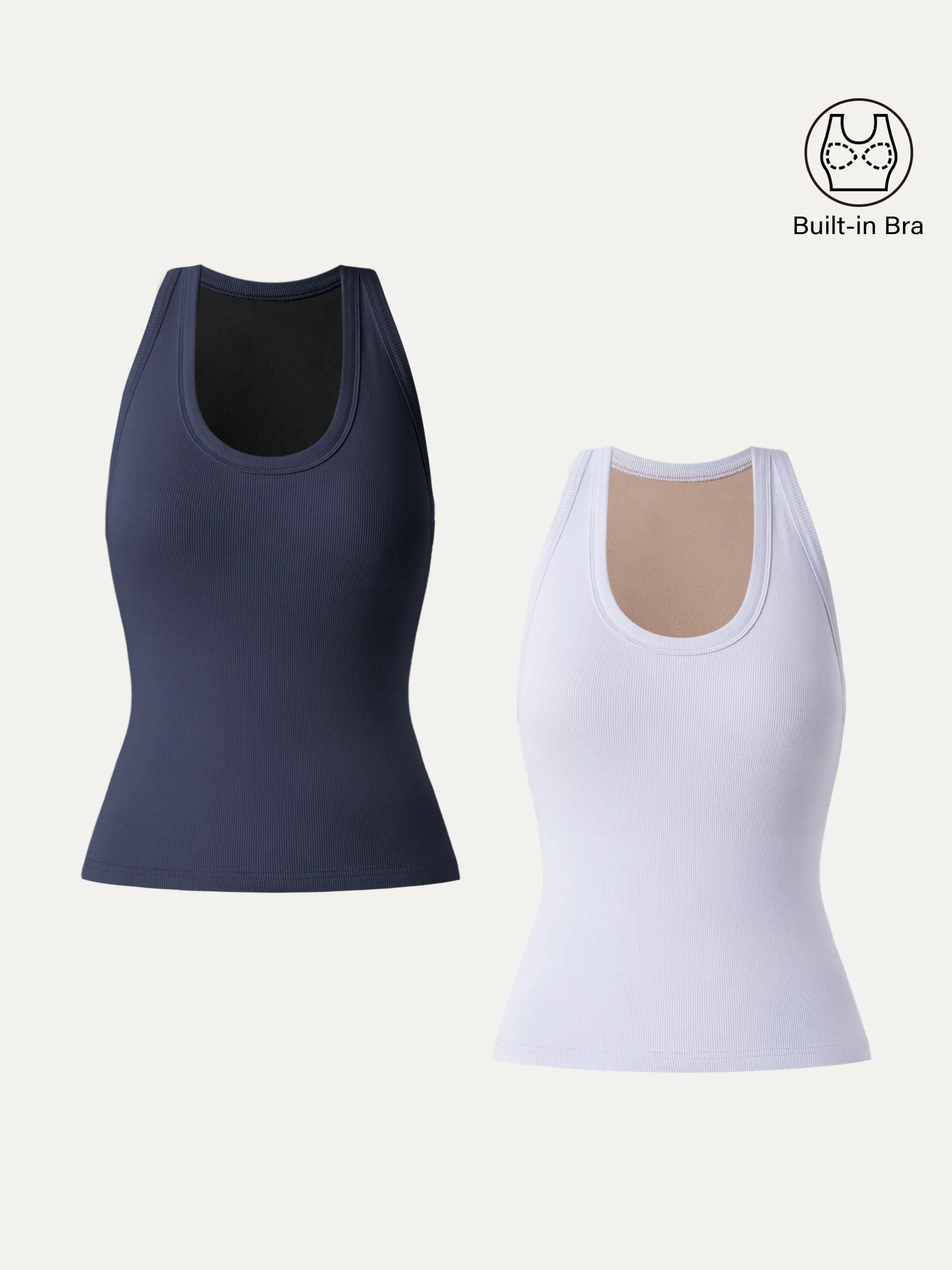 2Pcs Set Stretch Cotton U-neck Racer Back Brami Tank sold by ogl move product image thumbnail 2