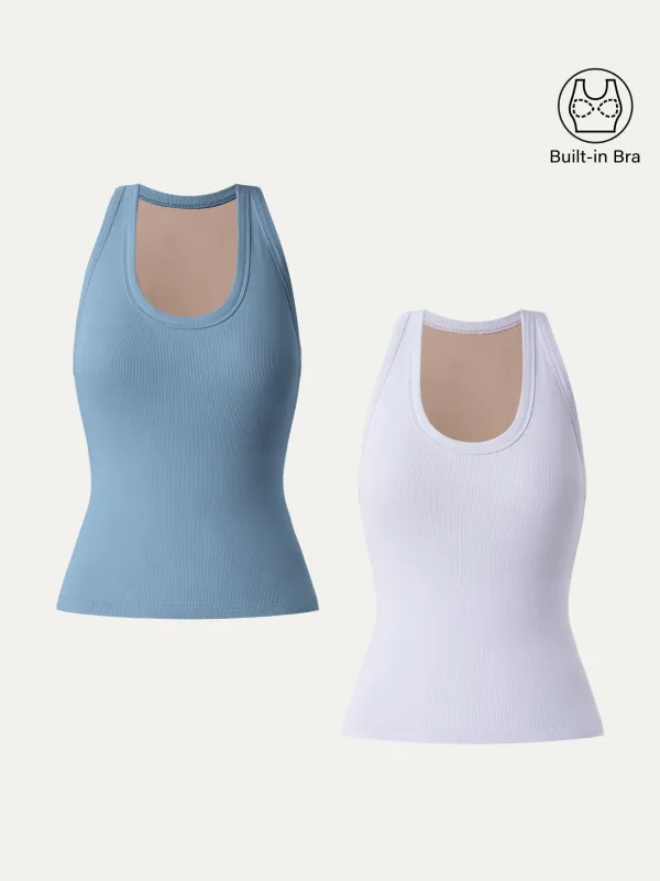 2Pcs Set Stretch Cotton U-neck Racer Back Brami Tank sold by ogl move