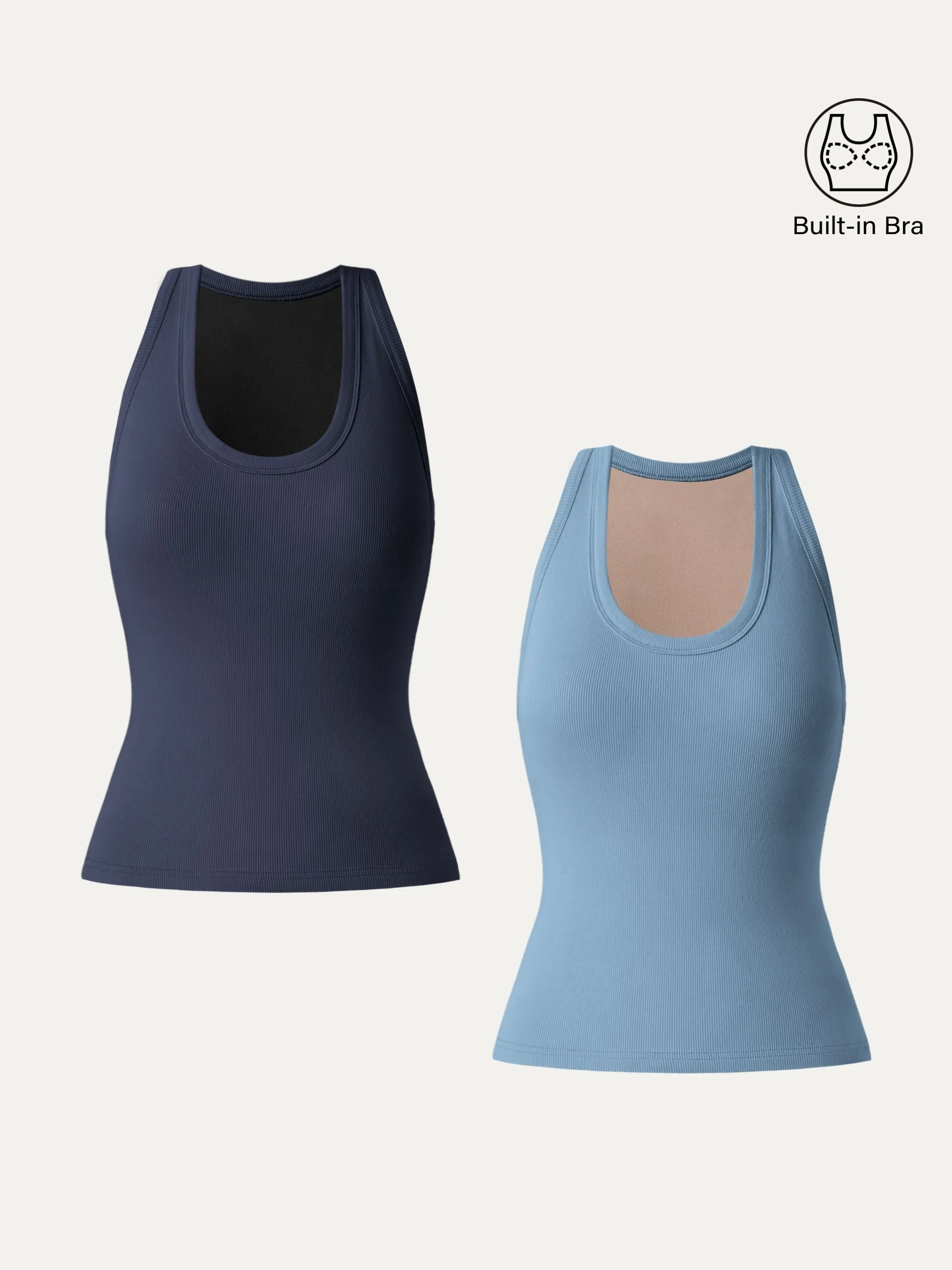 2Pcs Set Stretch Cotton U-neck Racer Back Brami Tank sold by ogl move product image thumbnail 4
