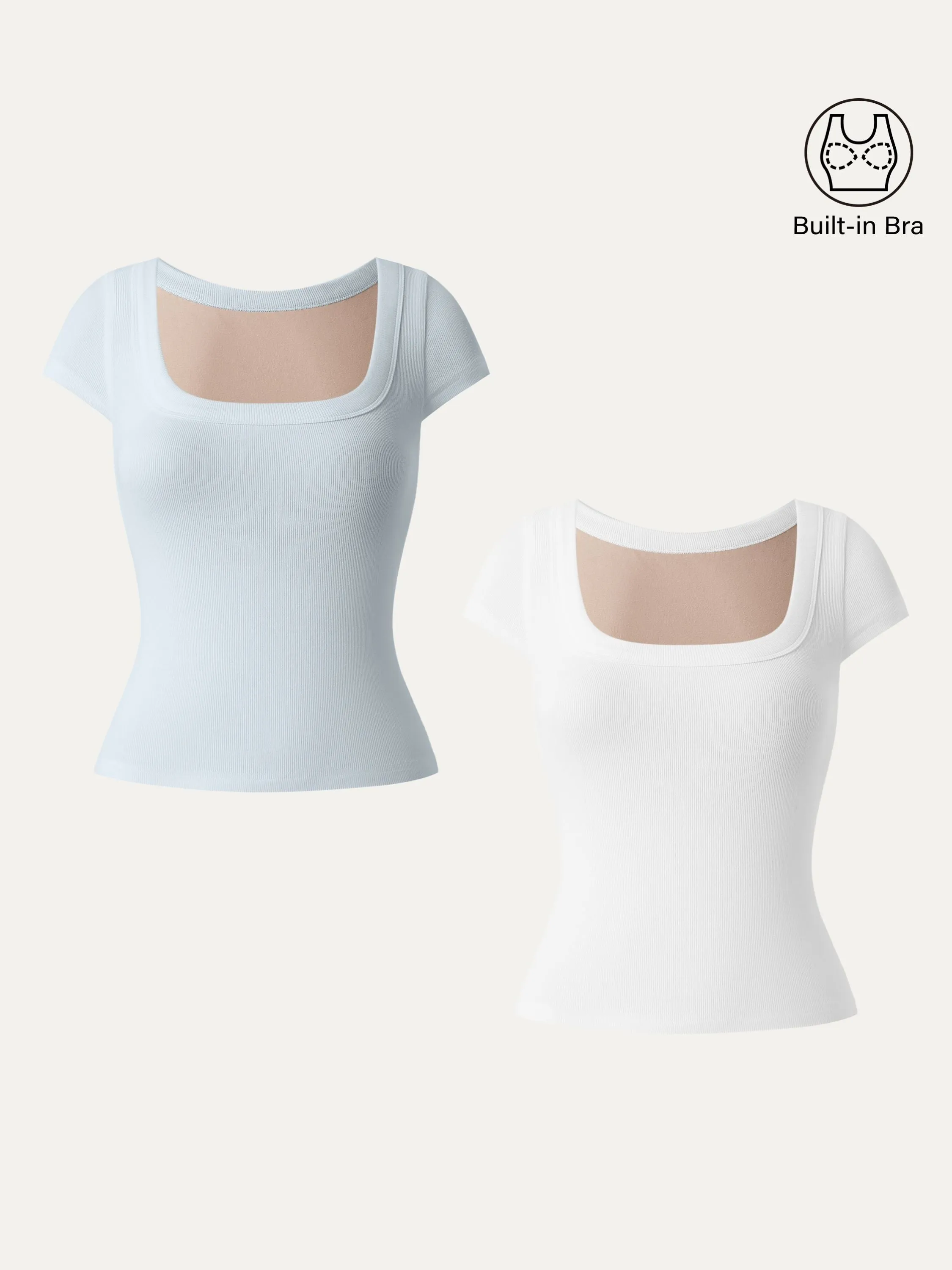 2Pcs Set Stretch Cotton Square Neck Cap Sleeve Brami sold by ogl move product image thumbnail 2
