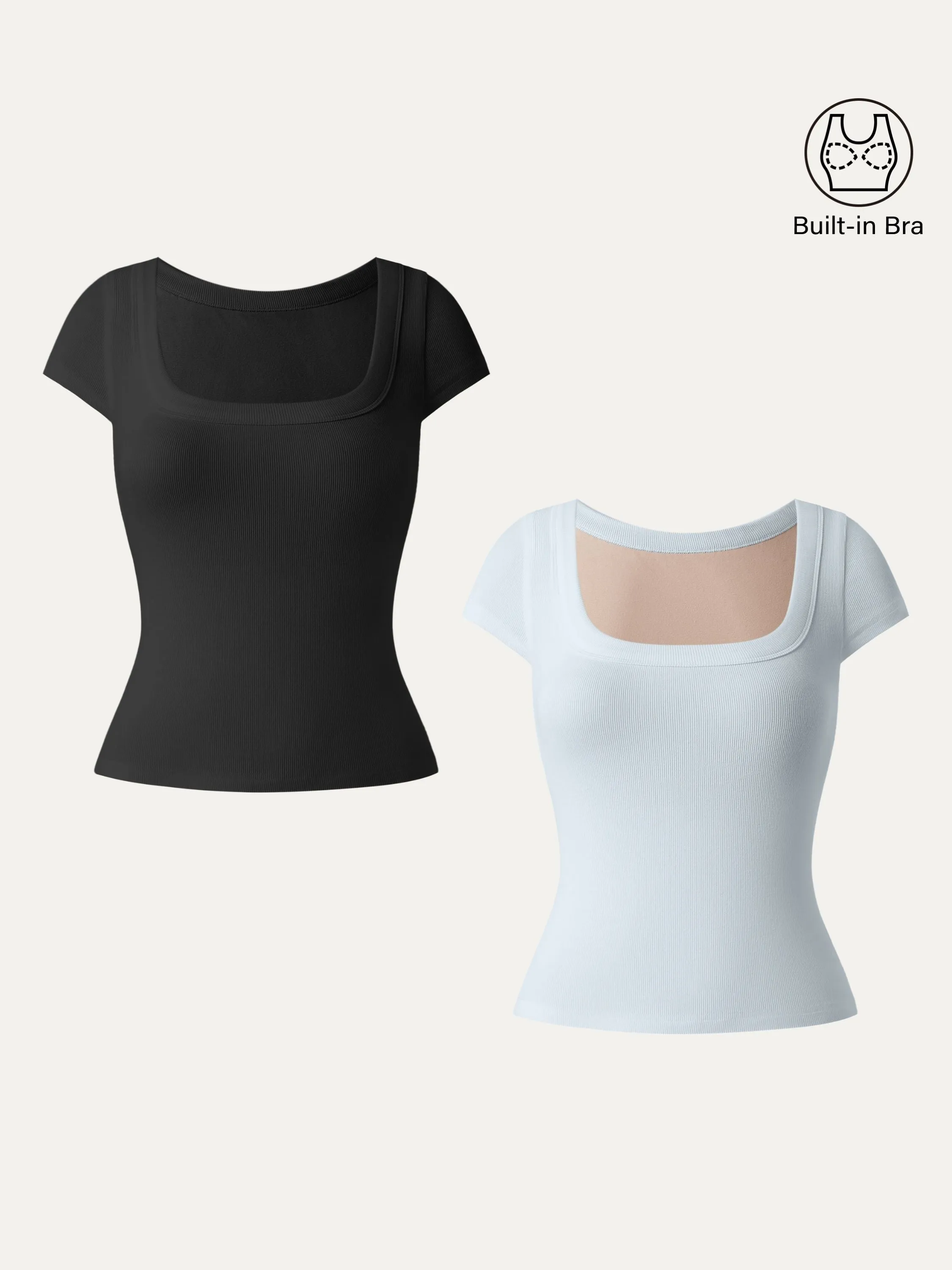 2Pcs Set Stretch Cotton Square Neck Cap Sleeve Brami sold by ogl move product image thumbnail 4