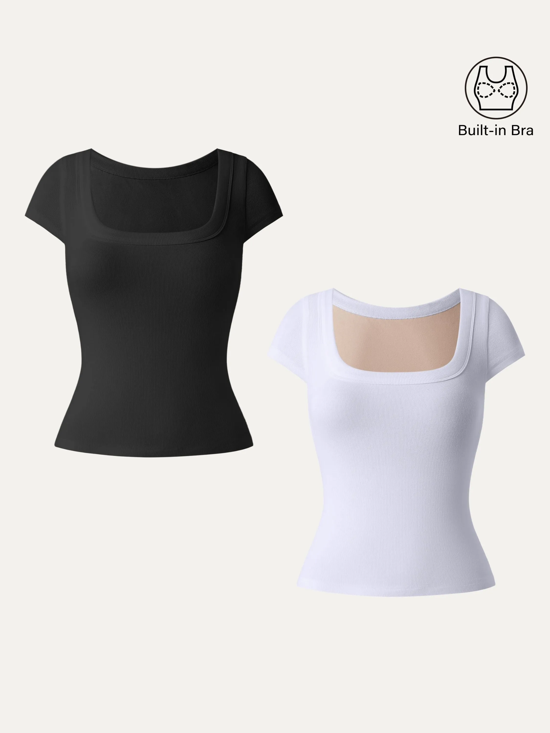 2Pcs Set Stretch Cotton Square Neck Cap Sleeve Brami sold by ogl move product image thumbnail 3