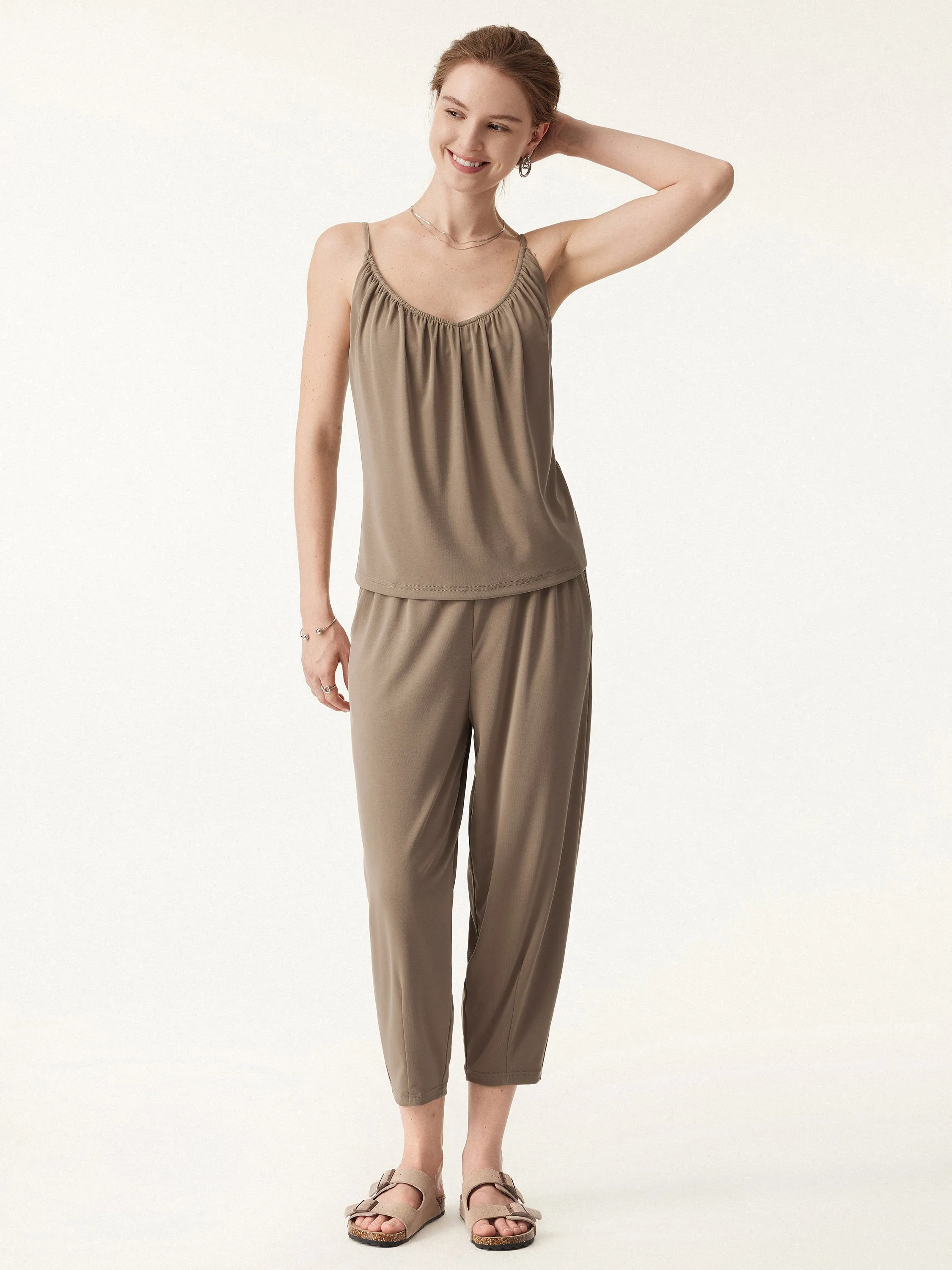 Sandwashed Scoop Neck Gathered Loose Spaghetti Brami sold by ogl move product image thumbnail 3