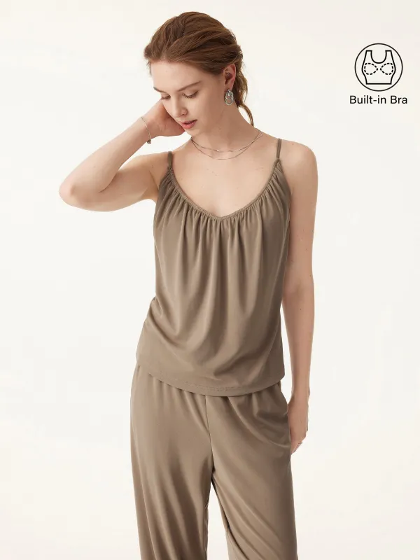 Sandwashed Scoop Neck Gathered Loose Spaghetti Brami sold by ogl move