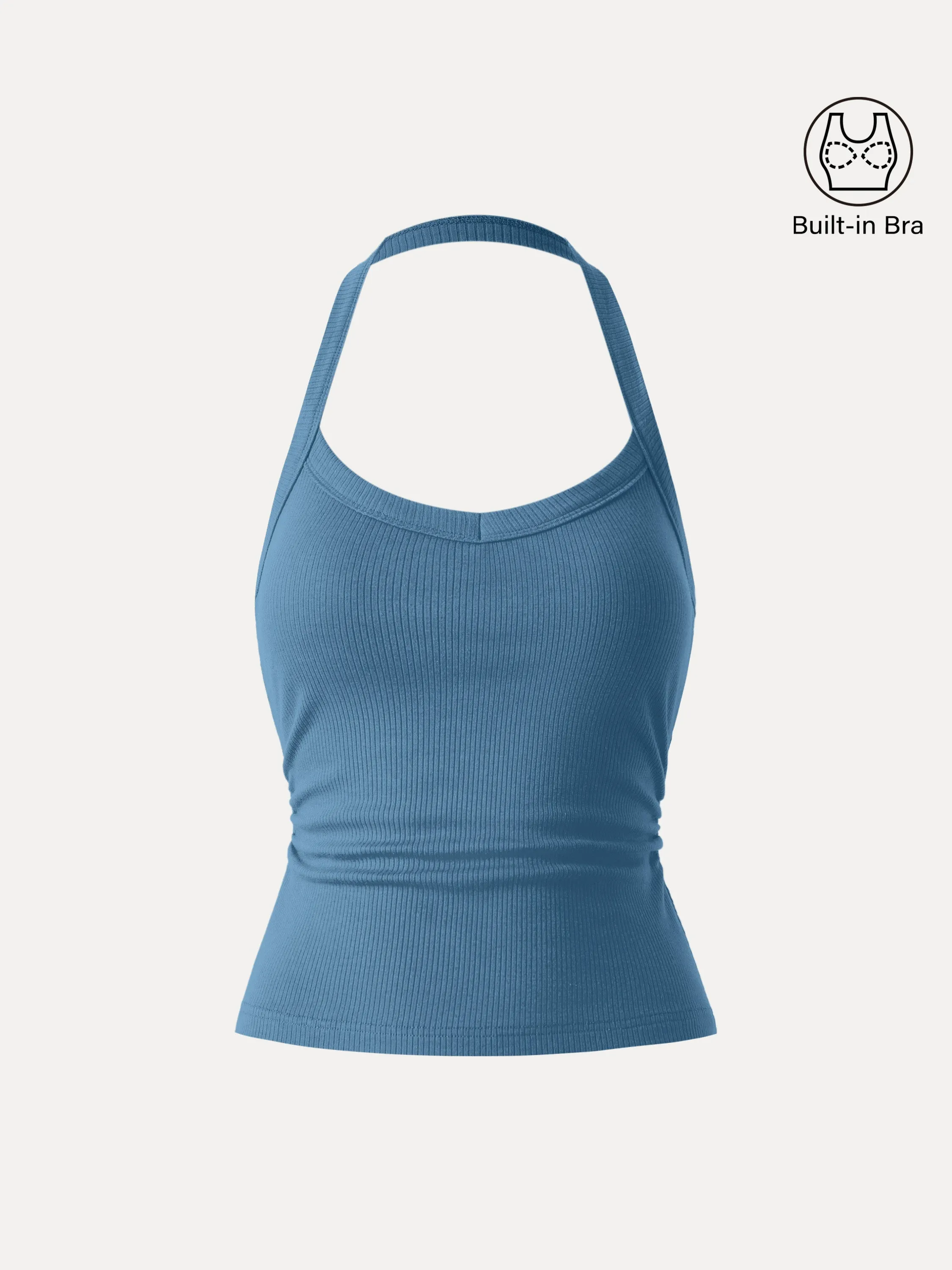 Halter Neck Side Ruched Ribbed Brami Tank sold by ogl move product image thumbnail 2