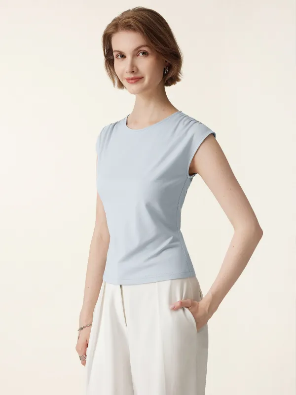 Crewneck Ruched Shoulder Muscle Tank sold by ogl move