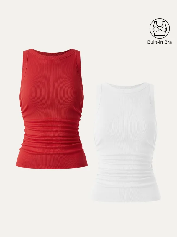 2Pcs Set Crewneck Side Ruched Brami Tank sold by ogl move