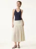 Wrinkle-free Cotton-linen Mid Rise Midi Skirt sold by ogl move
