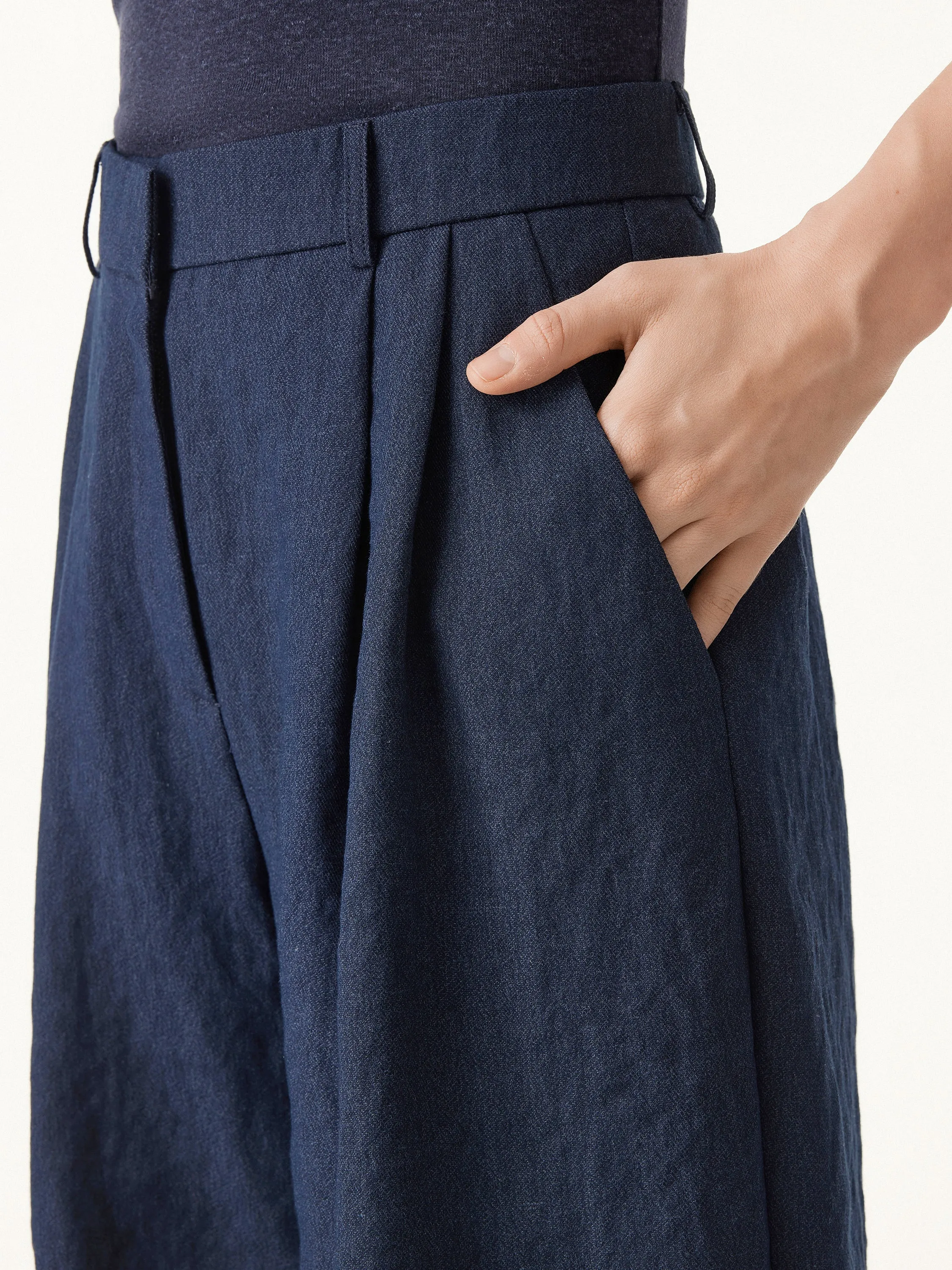 Soft Linen Mid Rise Tucked Shorts with Pockets sold by ogl move product image thumbnail 5