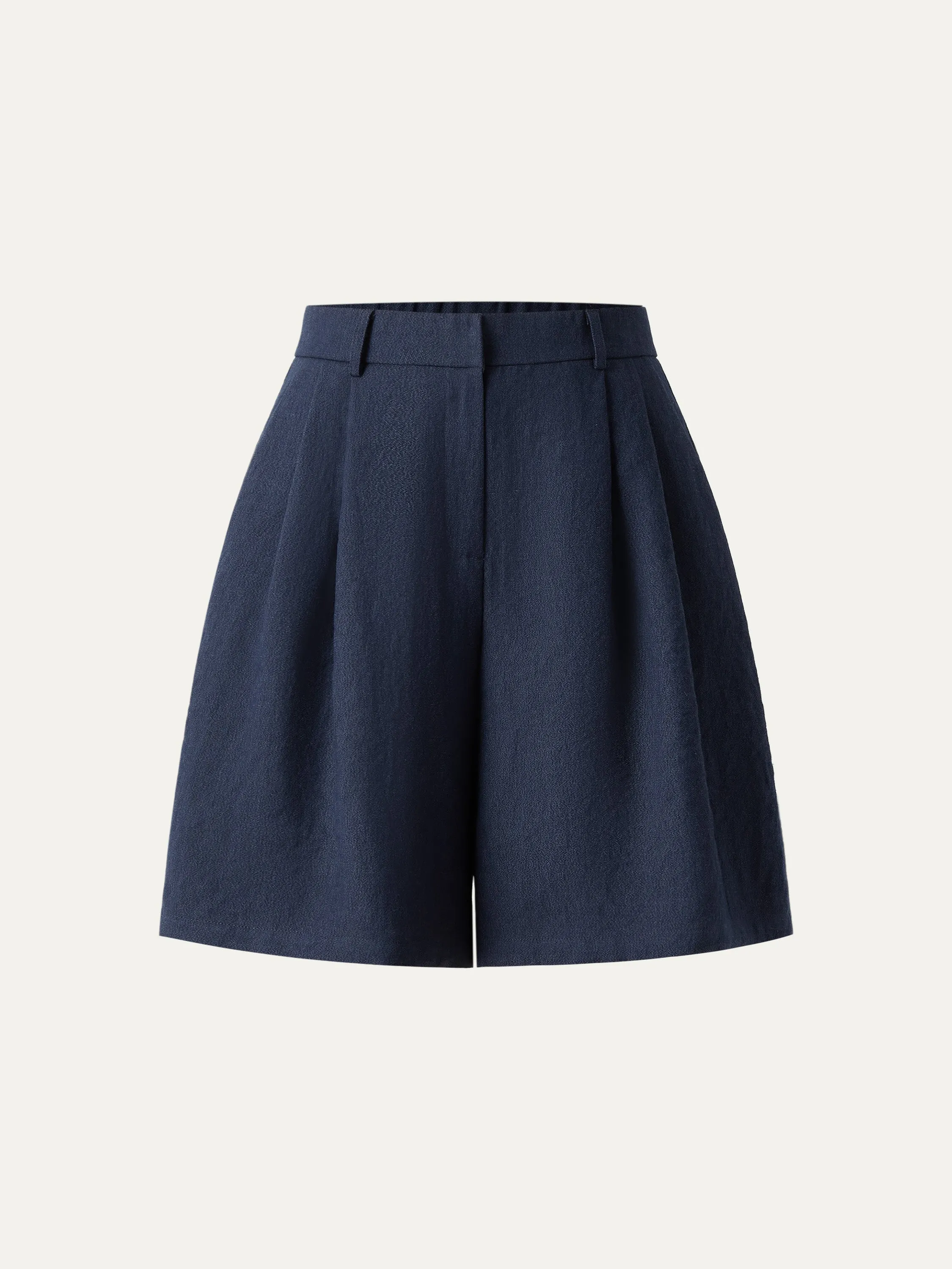 Soft Linen Mid Rise Tucked Shorts with Pockets sold by ogl move product image thumbnail 2
