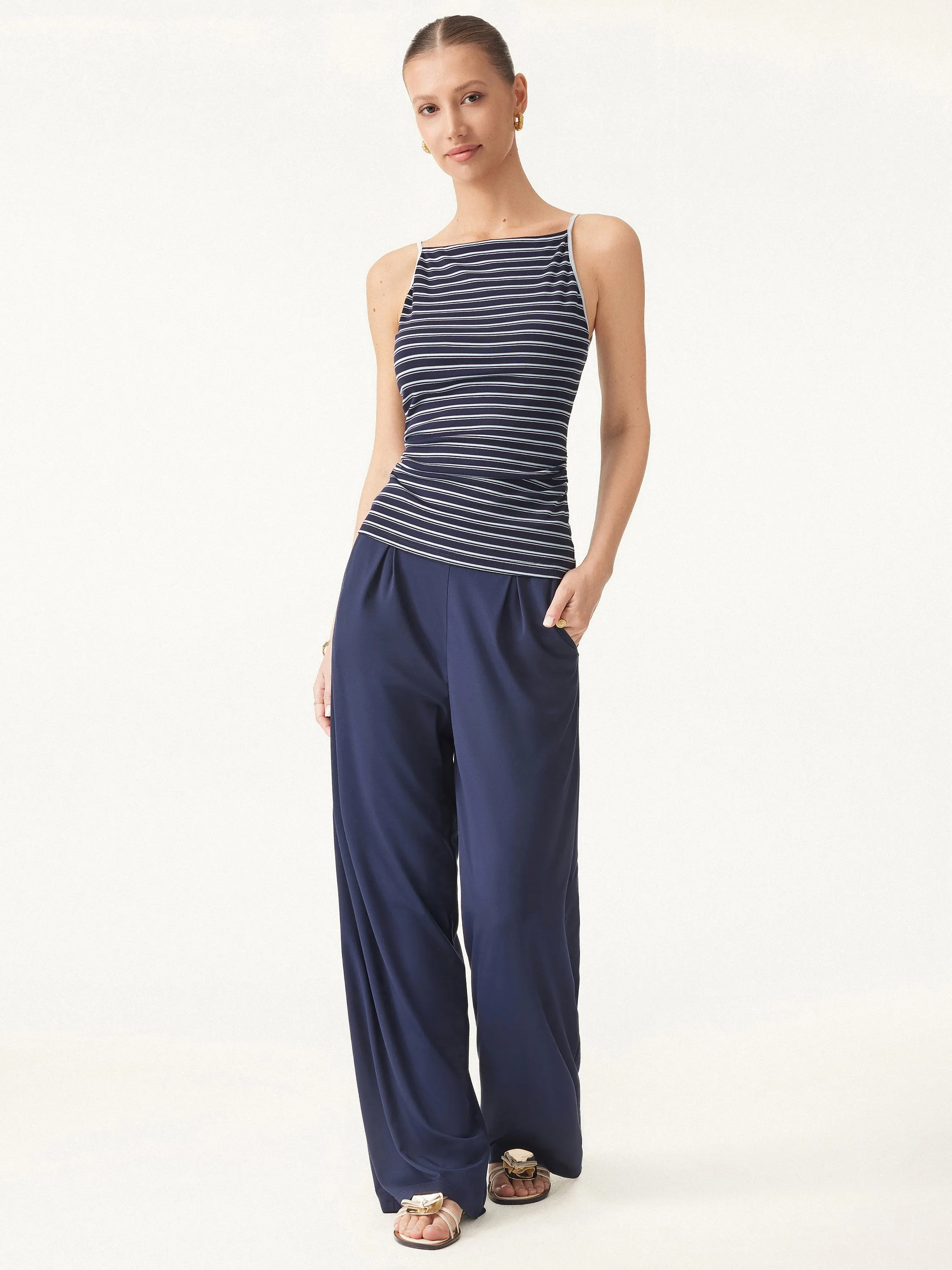 Striped Side Ruched Spaghetti New Airy Brami sold by OGLmove product image thumbnail 3