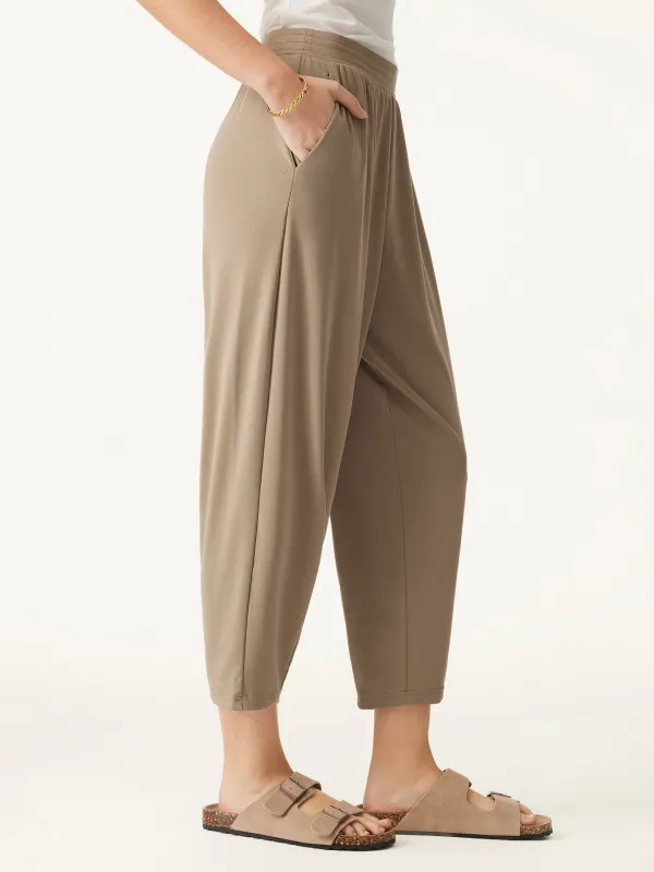 Sandwashed Mid Rise Ankled Tapered Pants with Pockets sold by ogl move