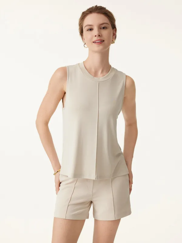 Sandwashed Crewneck Side Slit Relaxed Tank sold by ogl move