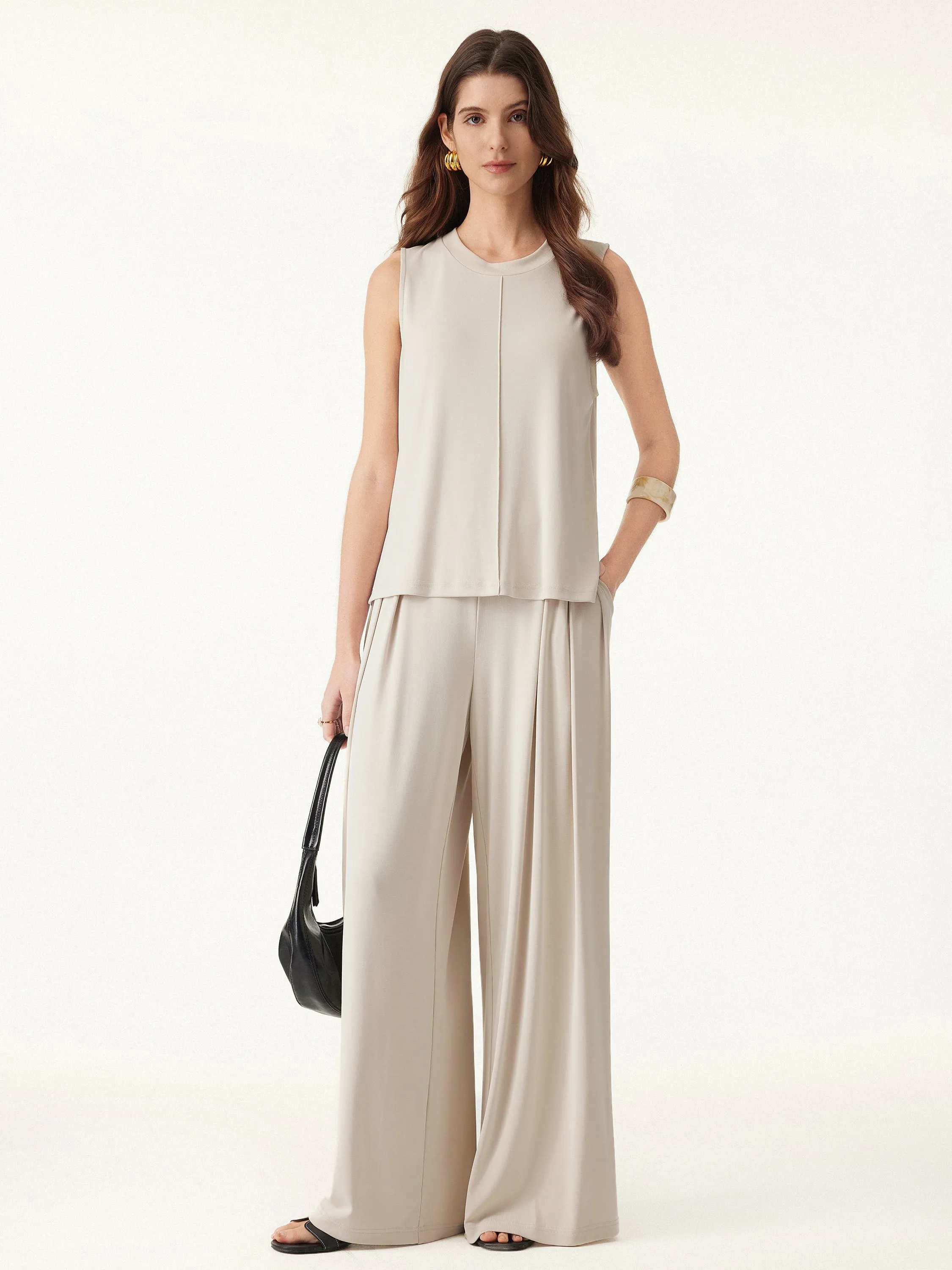 Sandwashed Crewneck Side Slit Relaxed Tank sold by ogl move product image thumbnail 4