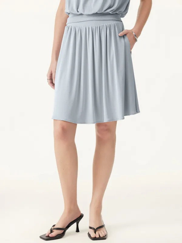 Sandwashed Mid Rise Pull-on Mini Skirt with Pockets sold by ogl move