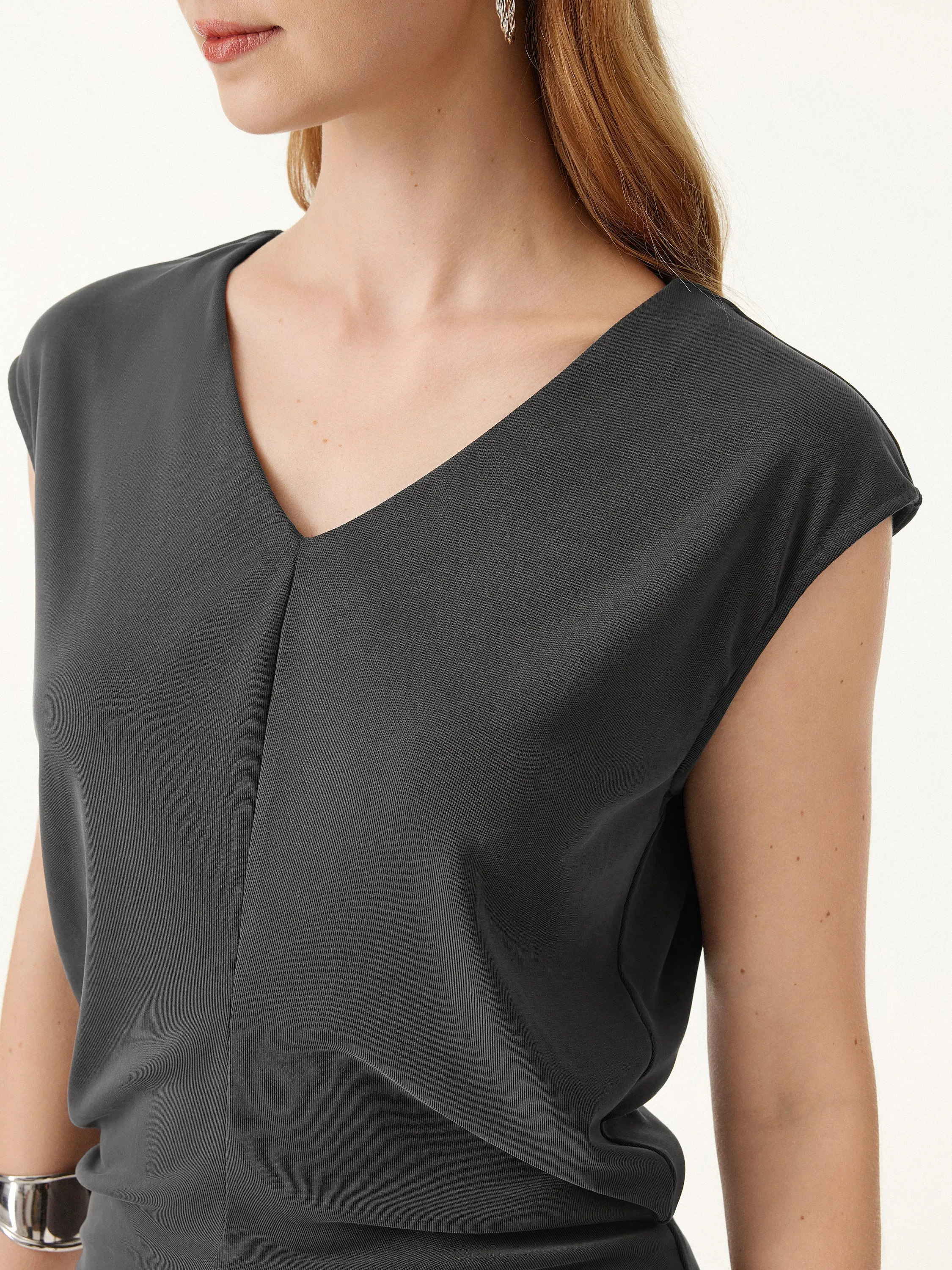 Sandwashed V-neck Cap Sleeve Top sold by OGLmove product image thumbnail 4